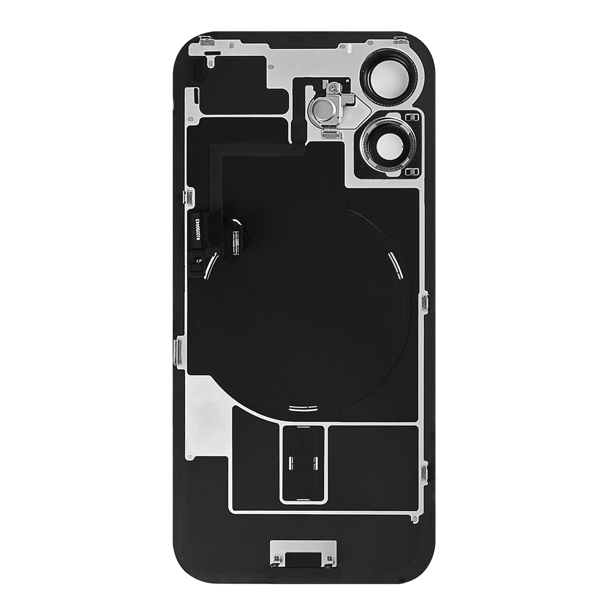 For Apple iPhone 16 Plus Back Glass With NFC, Enlarged Camera Frame Black Pulled