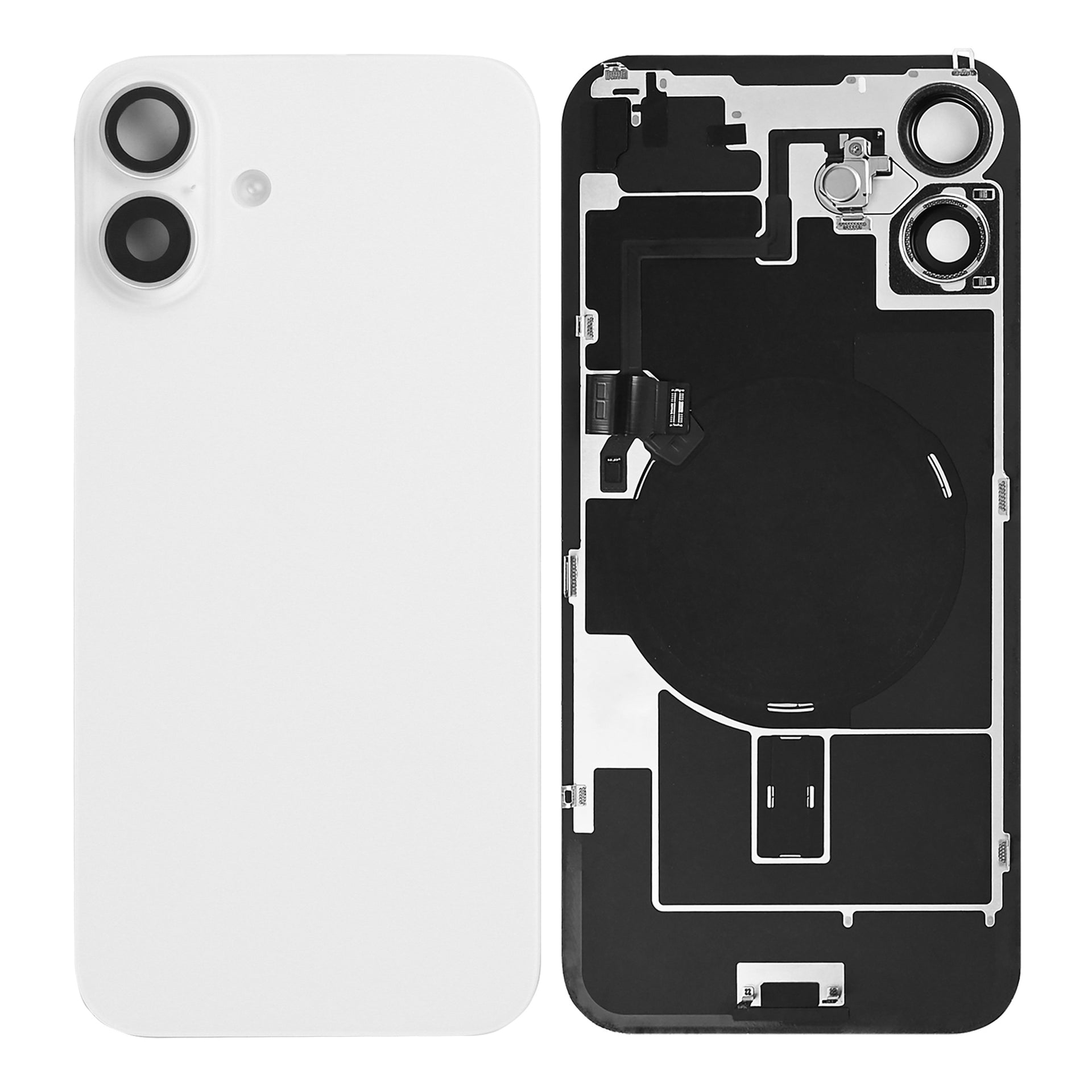 For Apple iPhone 16 Plus Back Glass With NFC, Enlarged Camera Frame White Pulled