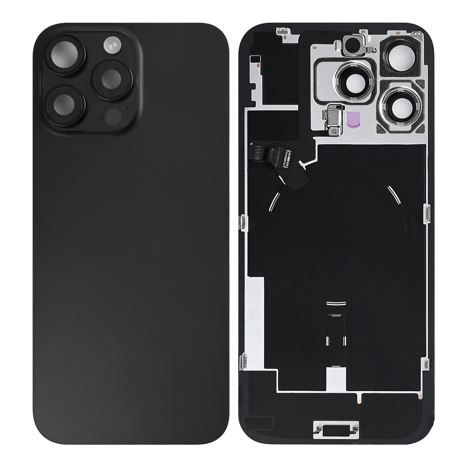 For Apple iPhone 16 Pro Back Glass With NFC, Enlarged Camera Frame Black Titanium Pulled