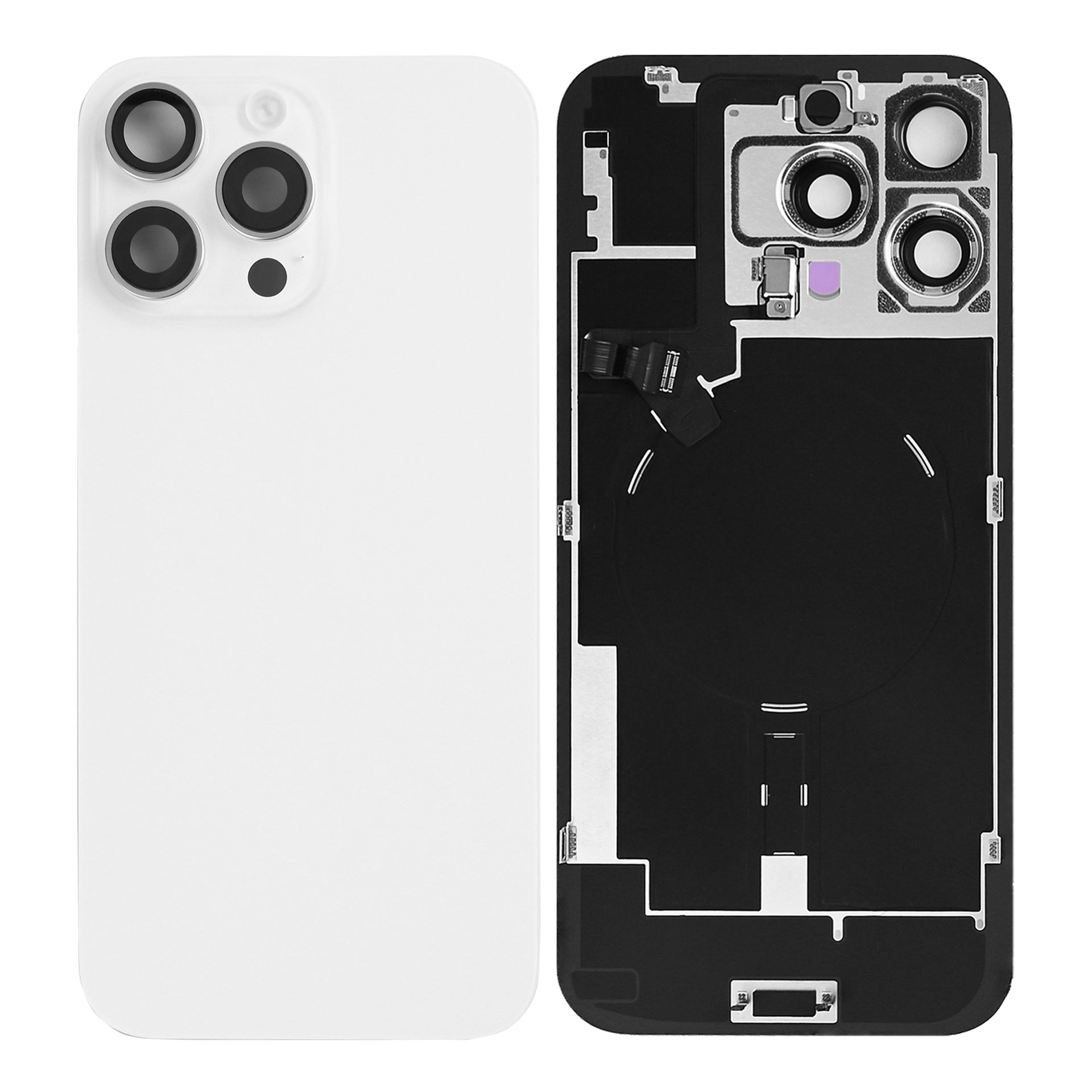 For Apple iPhone 16 Pro Back Glass With NFC, Enlarged Camera Frame White Titanium Pulled
