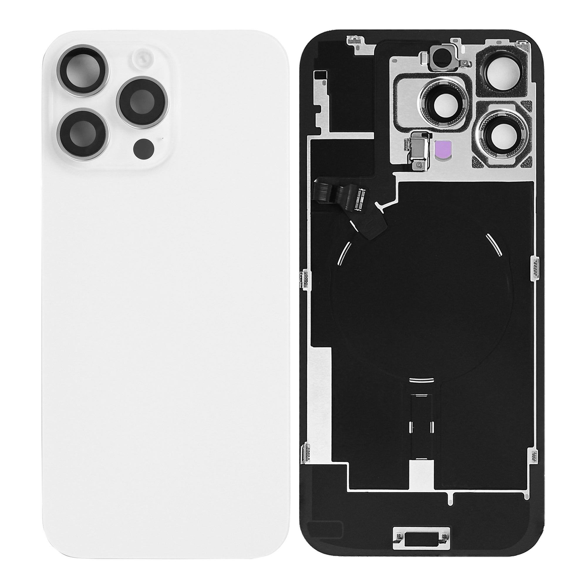 For Apple iPhone 16 Pro Back Glass With NFC, Enlarged Camera Frame White Titanium Pulled