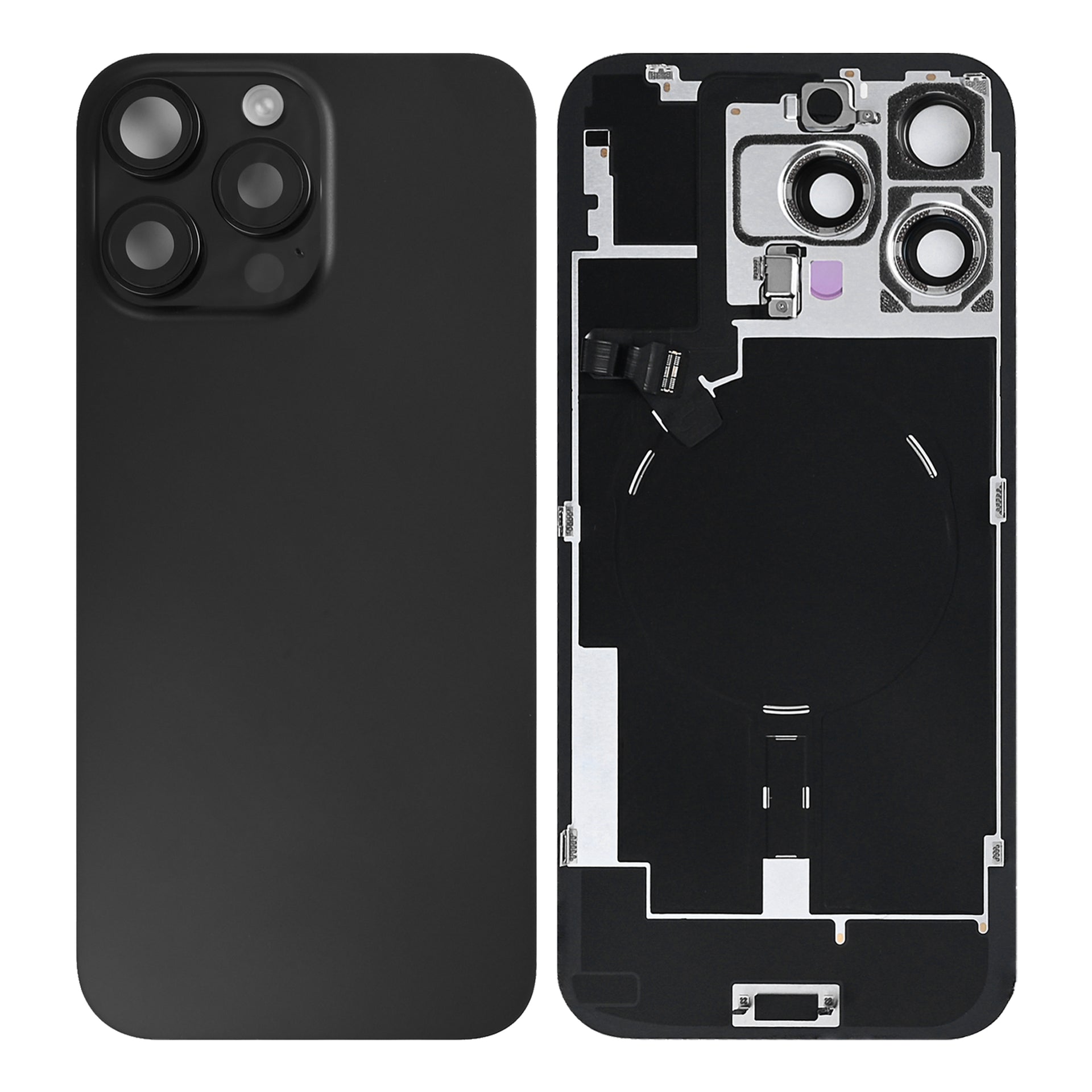 For Apple iPhone 16 Pro Max Back Glass With NFC, Enlarged Camera Frame Black Titanium Pulled