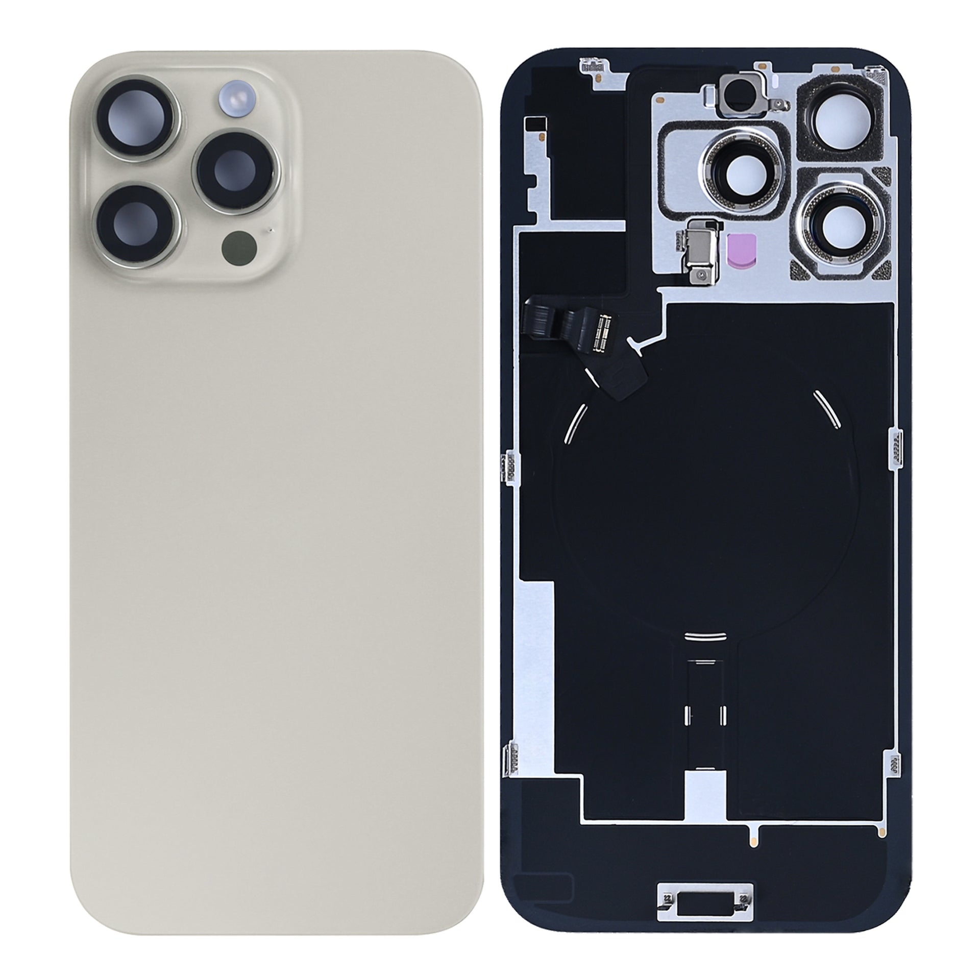 For Apple iPhone 16 Pro Max Back Glass With NFC, Enlarged Camera Frame Natural Titanium Pulled