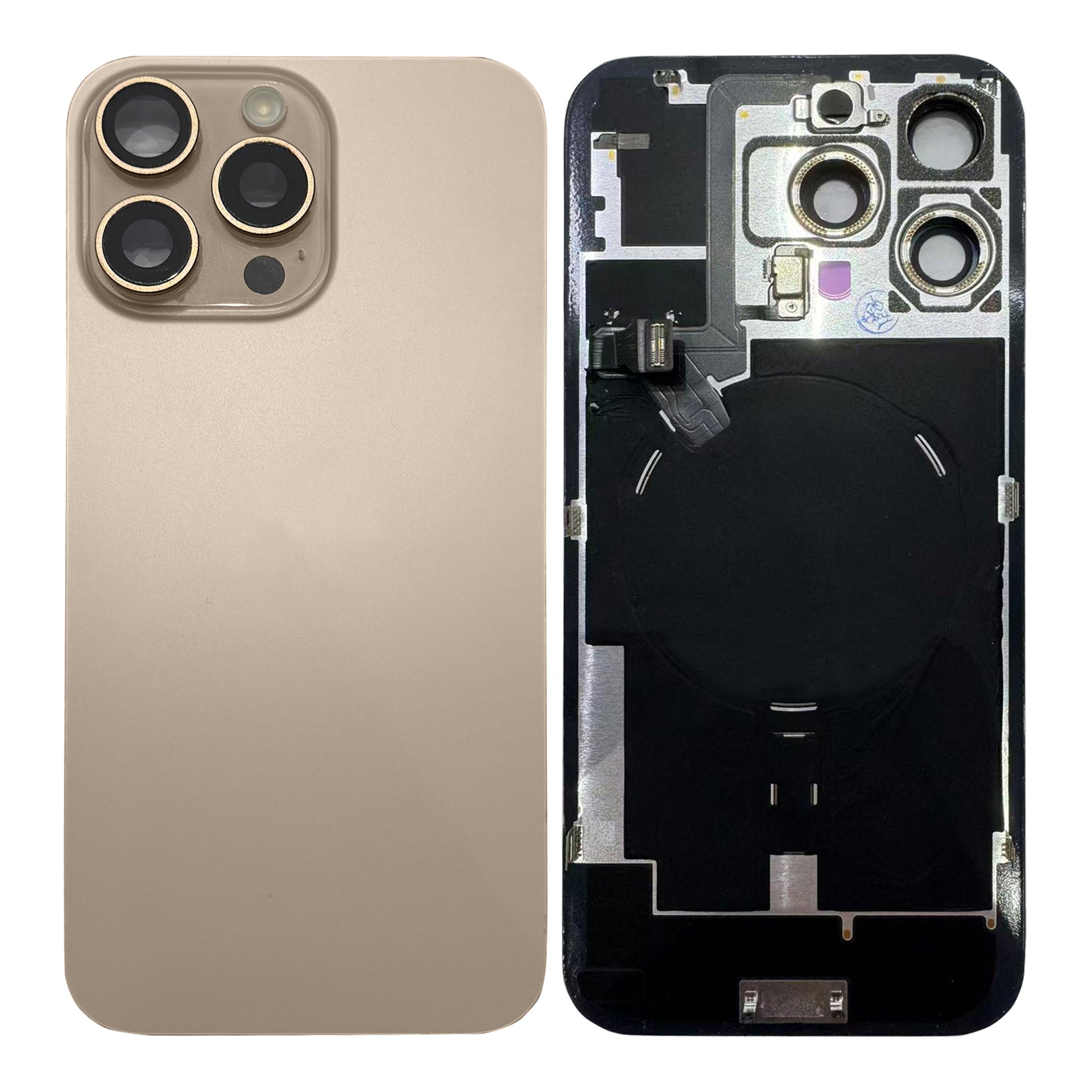 For Apple iPhone 16 Pro Max Back Glass With NFC, Enlarged Camera Frame Desert Titanium Pulled