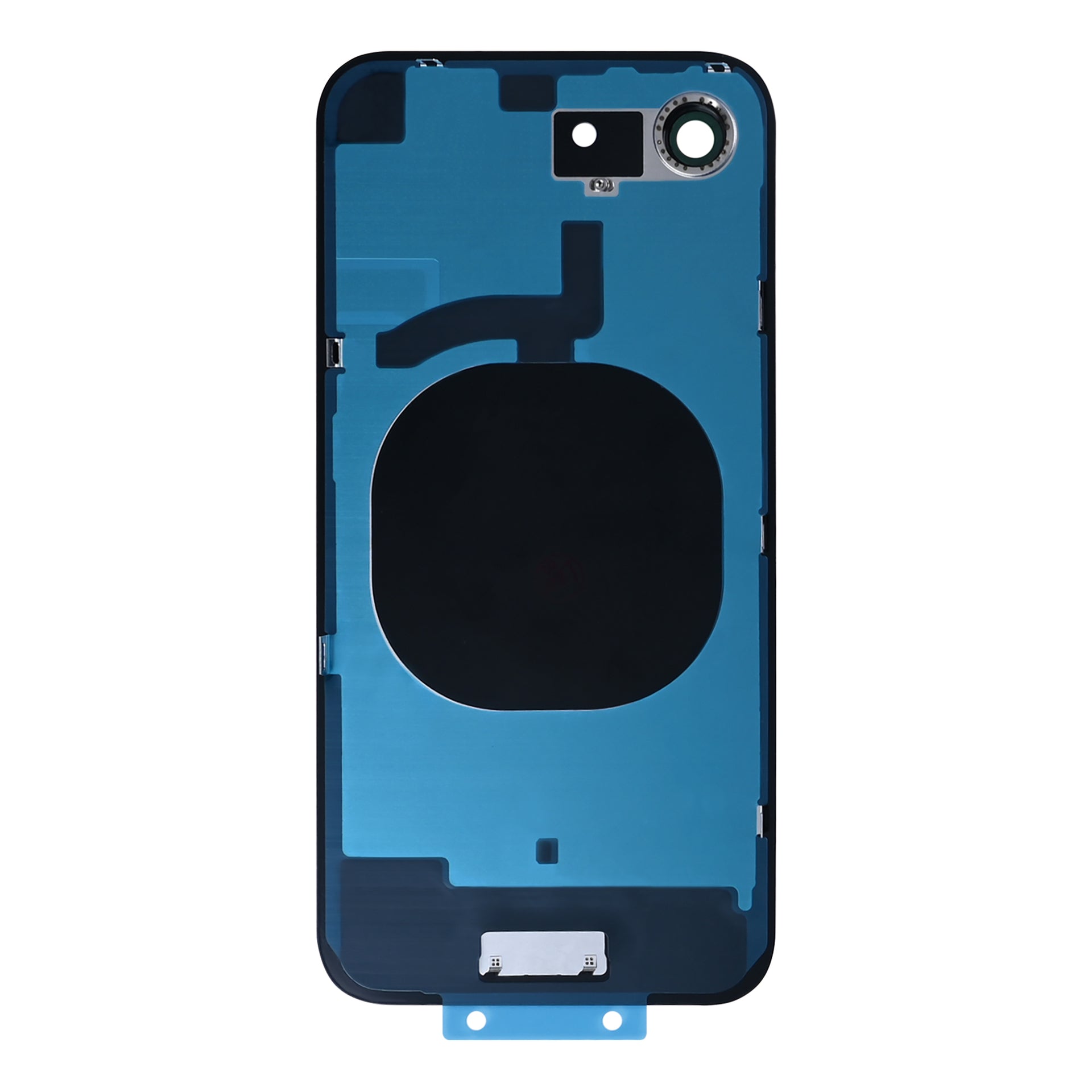 For Apple iPhone 16e Back Glass Without NFC, Enlarged Camera Frame Black Compatible