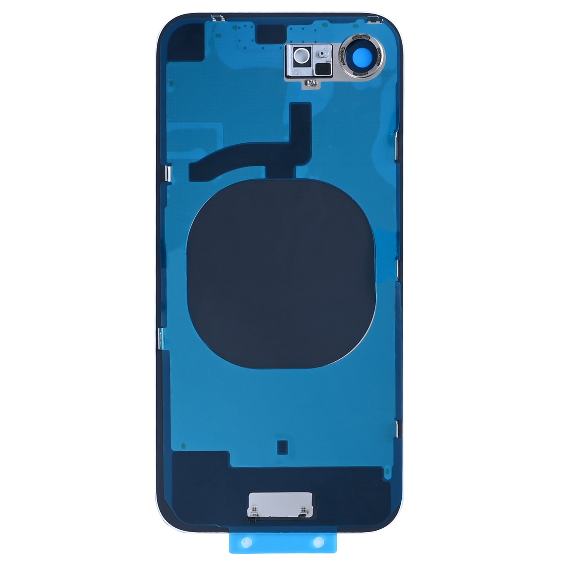 For Apple iPhone 16e Back Glass Without NFC, Enlarged Camera Frame White Compatible
