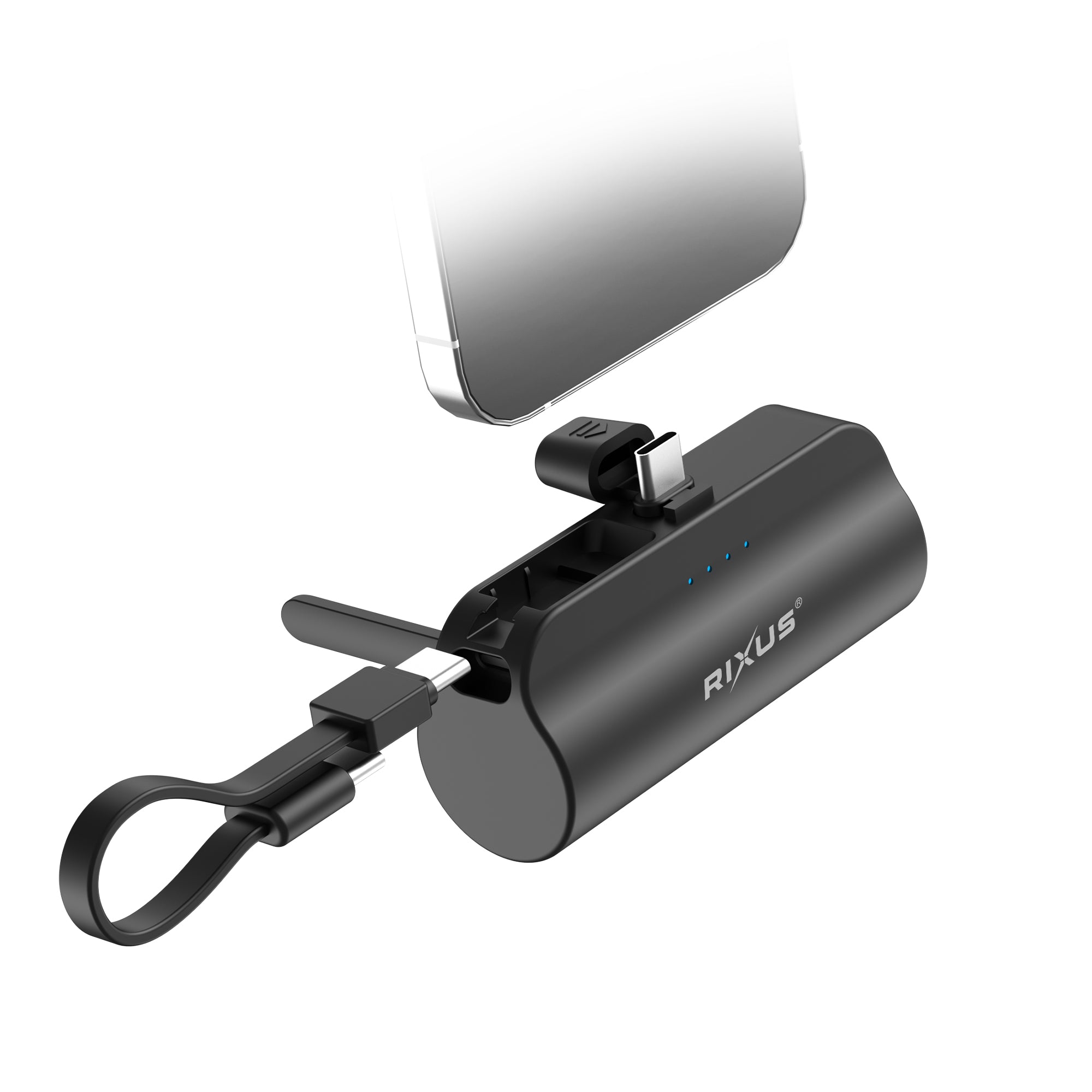 Rixus RXPB98B Mini Click-On Powerbank USB-C 5000mAh Black