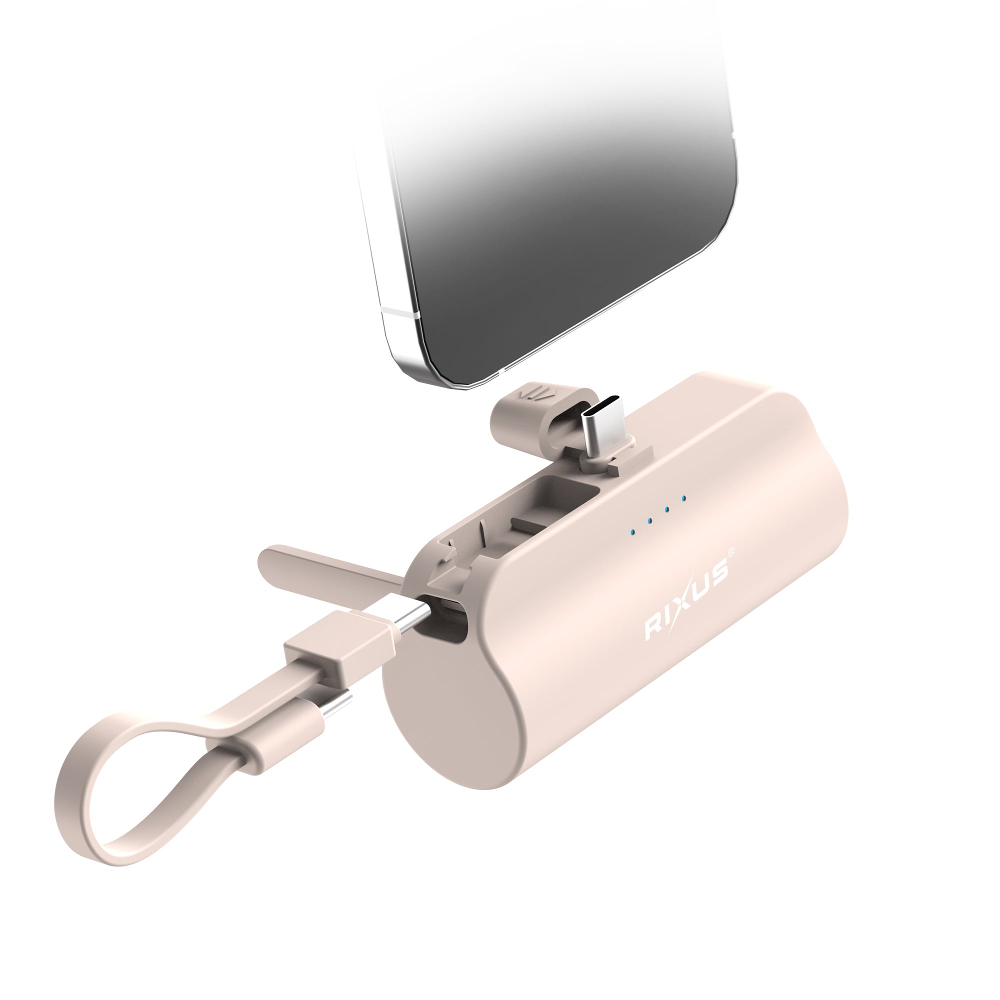 Rixus RXPB98P Mini Click-On Powerbank USB-C 5000mAh Pink