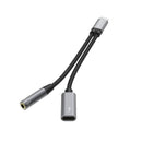 Rixus RXMU72 USB-C To USB-C And 3.5mm Aux Splitter 15cm Space Gray