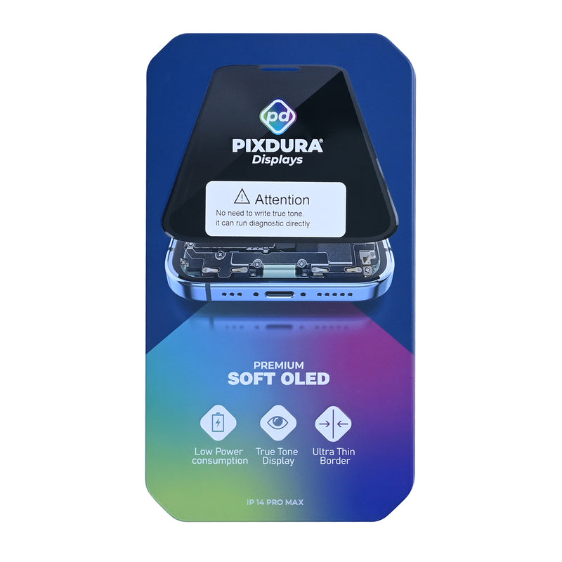 PIXDURA For iPhone 14 Pro Max Display And Digitizer Soft-OLED (Run Diagnostics)