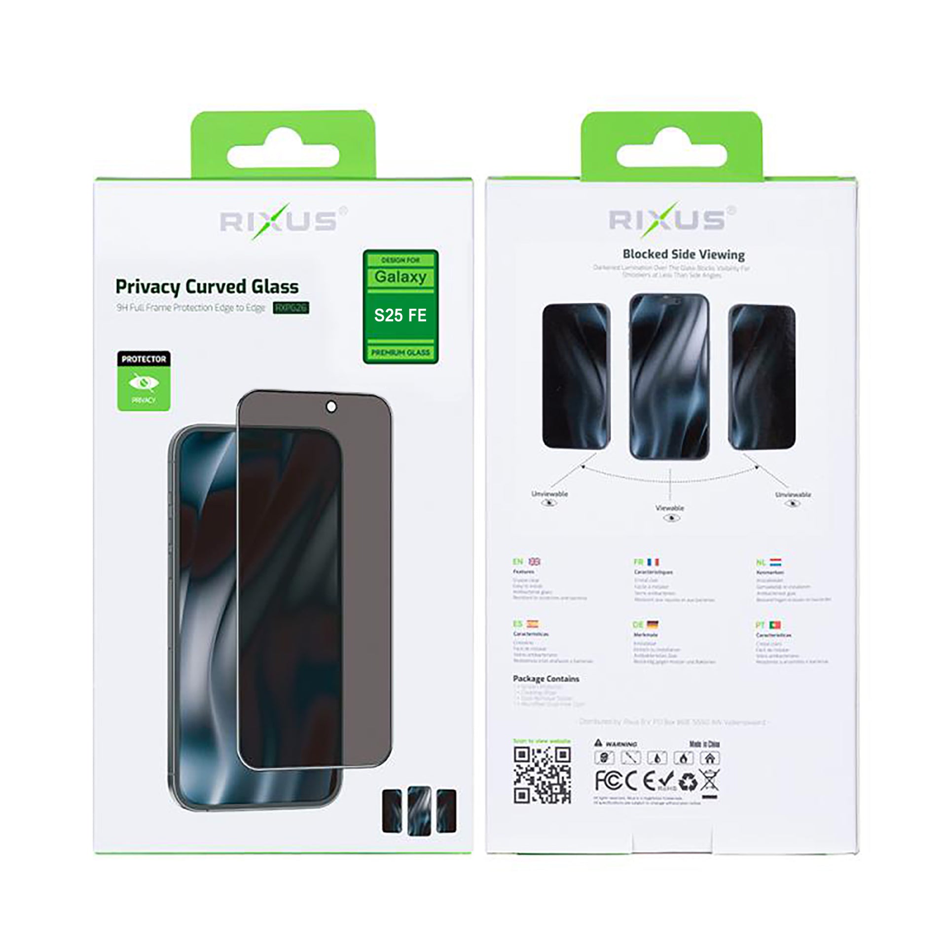 Rixus Privacy Full Curved Edge Tempered Glass For Samsung Galaxy S25 FE, A57