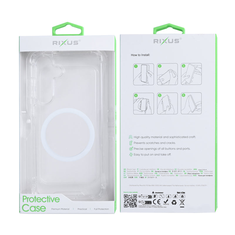 Rixus Anti-Burst Case With MagSafe For Samsung Galaxy S25 FE Transparent
