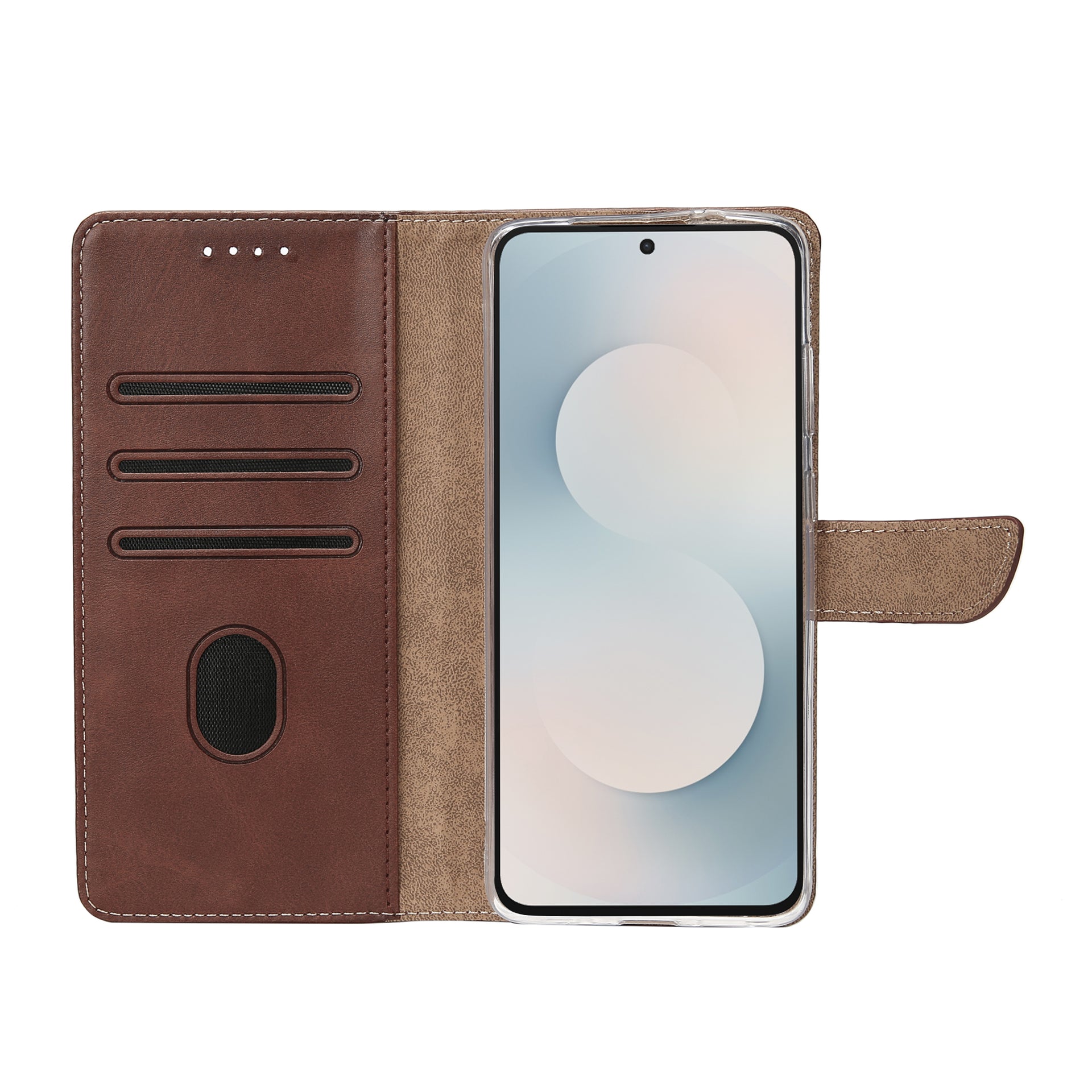 Rixus Bookcase For Samsung Galaxy S25 FE Brown