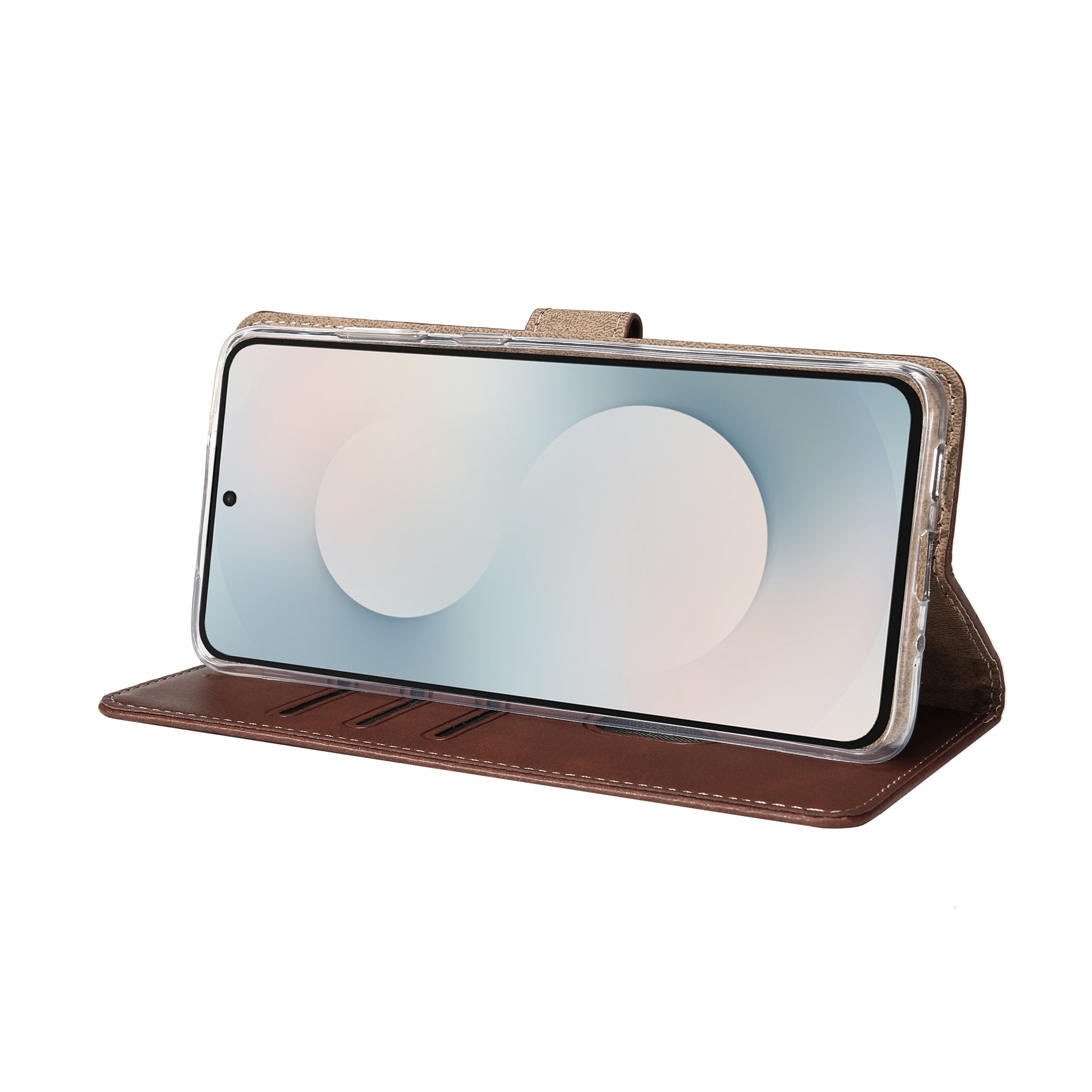 Rixus Bookcase For Samsung Galaxy S25 FE Brown
