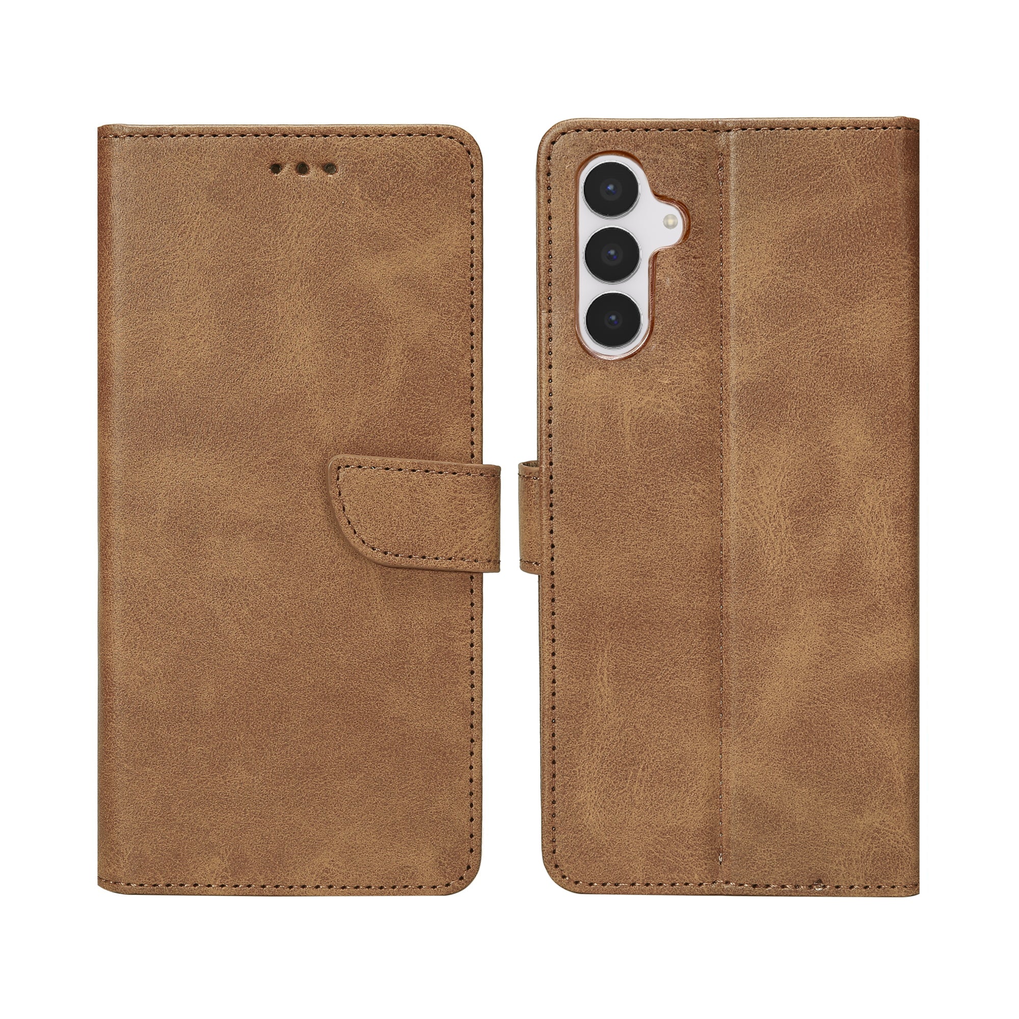 Rixus Bookcase For Samsung Galaxy S25 FE Light Brown
