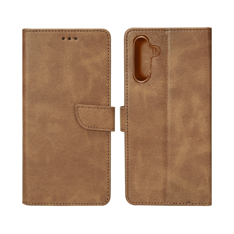 Rixus Bookcase For Samsung Galaxy S25 FE Light Brown