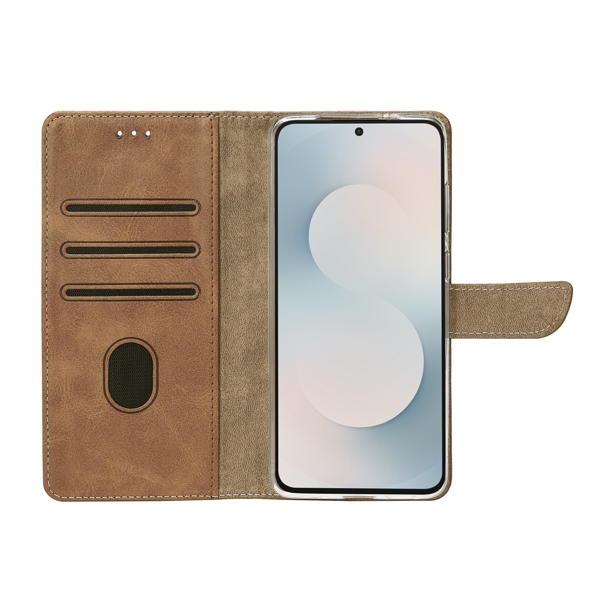 Rixus Bookcase For Samsung Galaxy S25 FE Light Brown