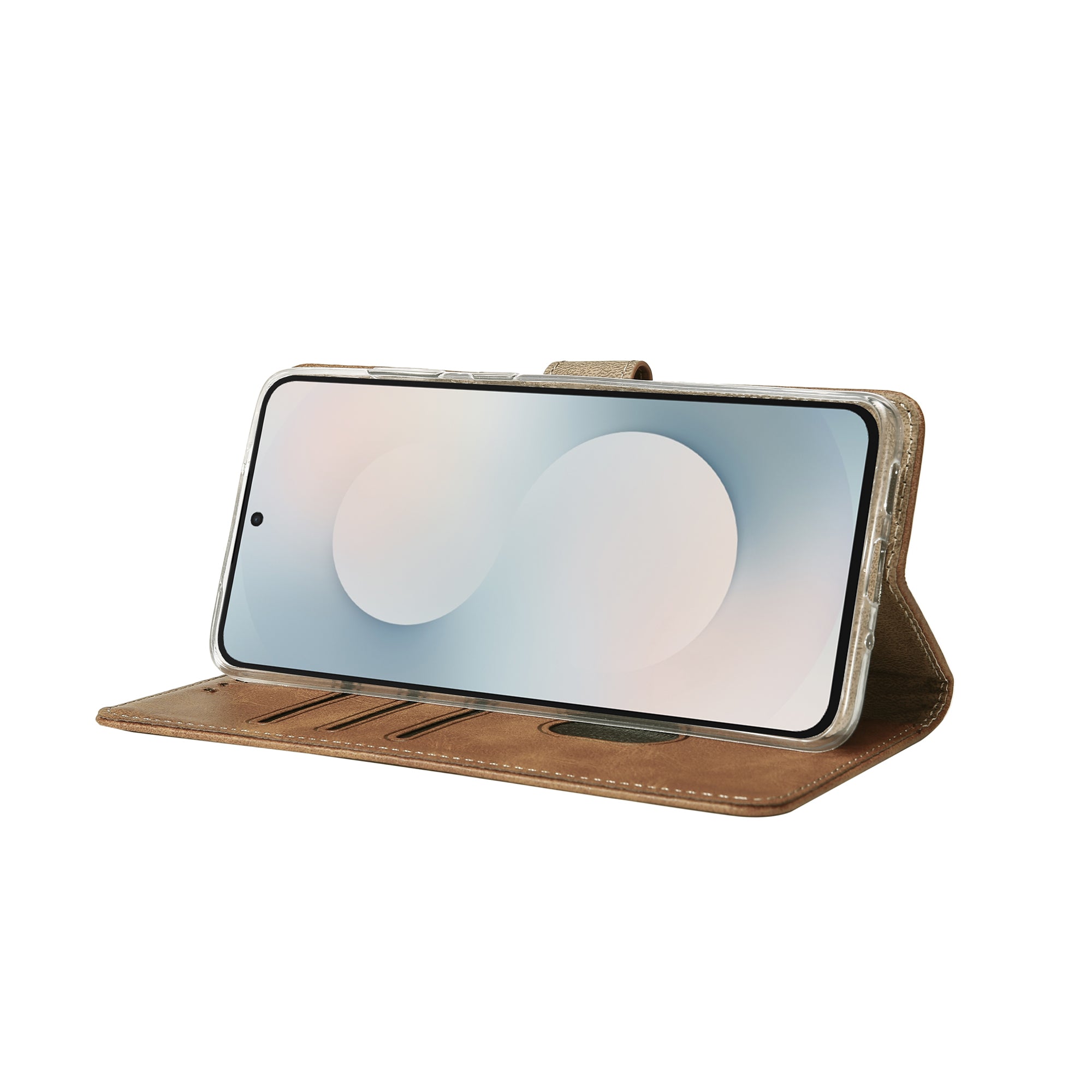 Rixus Bookcase For Samsung Galaxy S25 FE Light Brown
