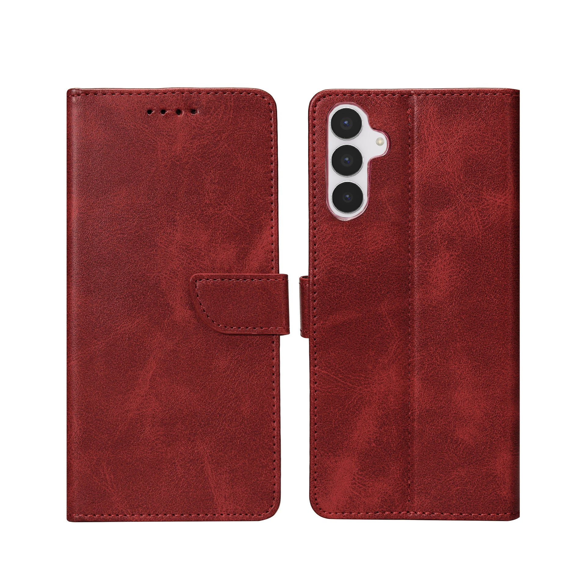 Rixus Bookcase For Samsung Galaxy S25 FE Dark Red