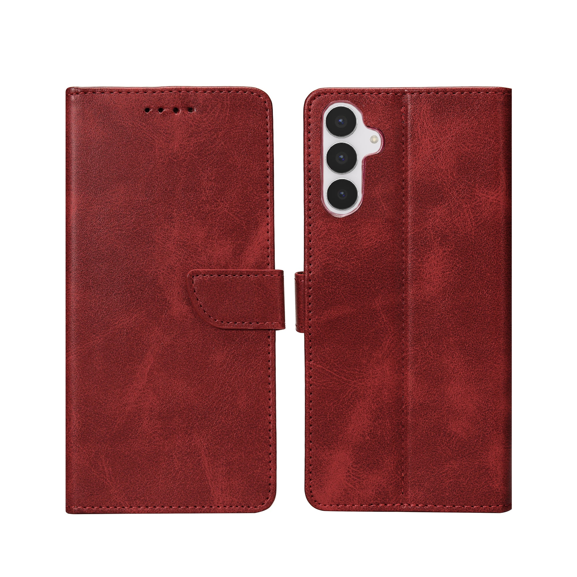 Rixus Bookcase For Samsung Galaxy S25 FE Dark Red
