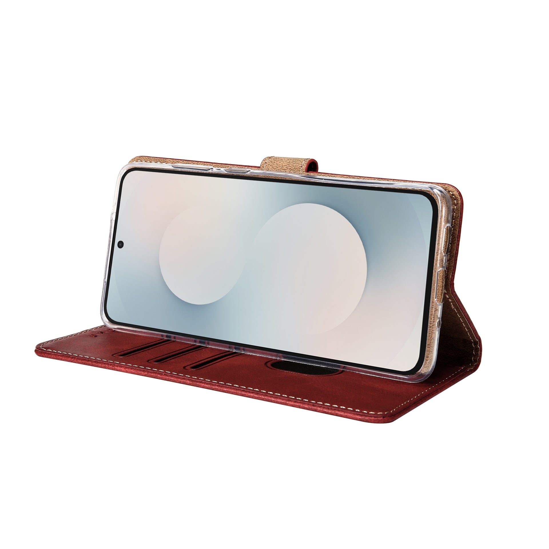 Rixus Bookcase For Samsung Galaxy S25 FE Dark Red