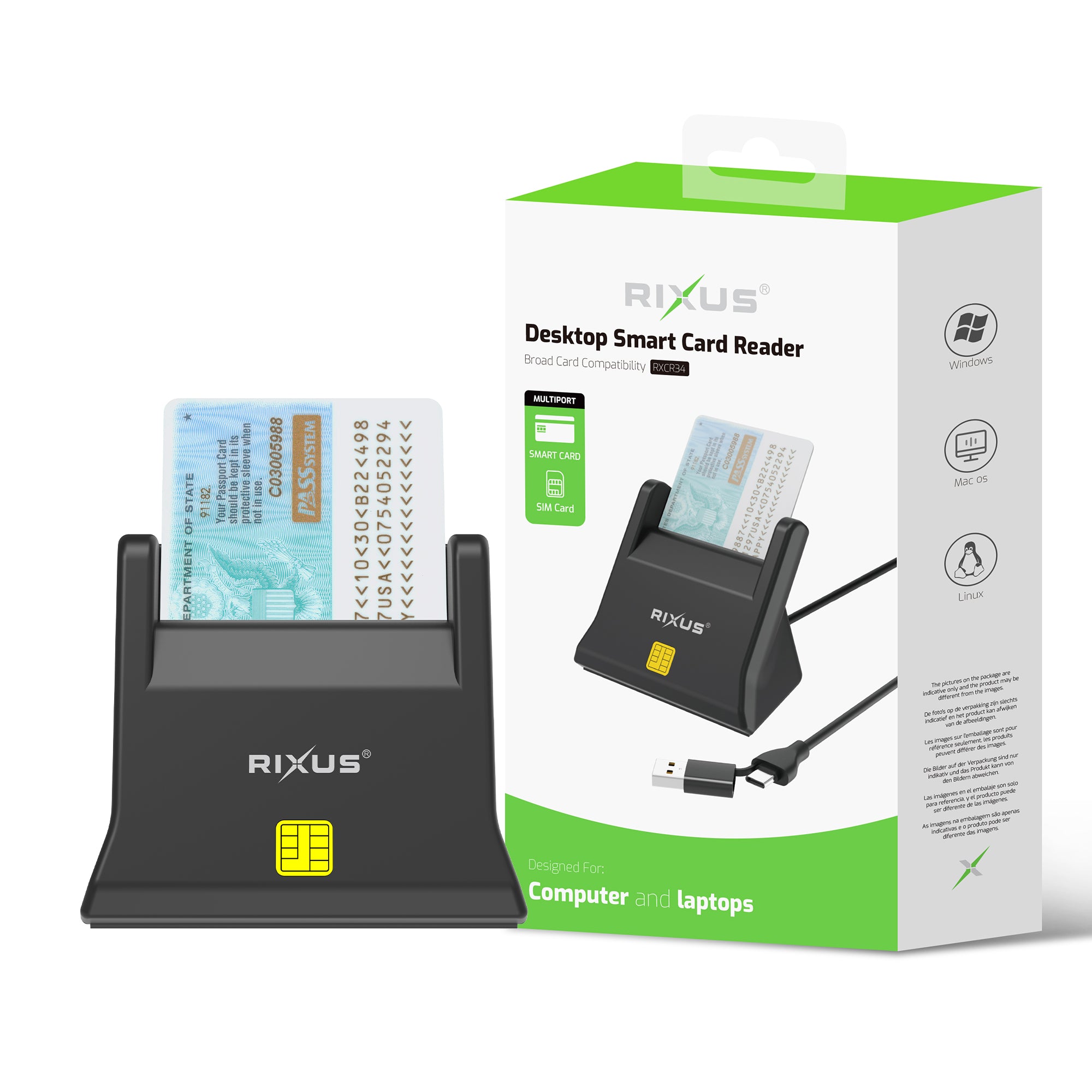Rixus RXCR34 Desktop Smart Card Reader Black