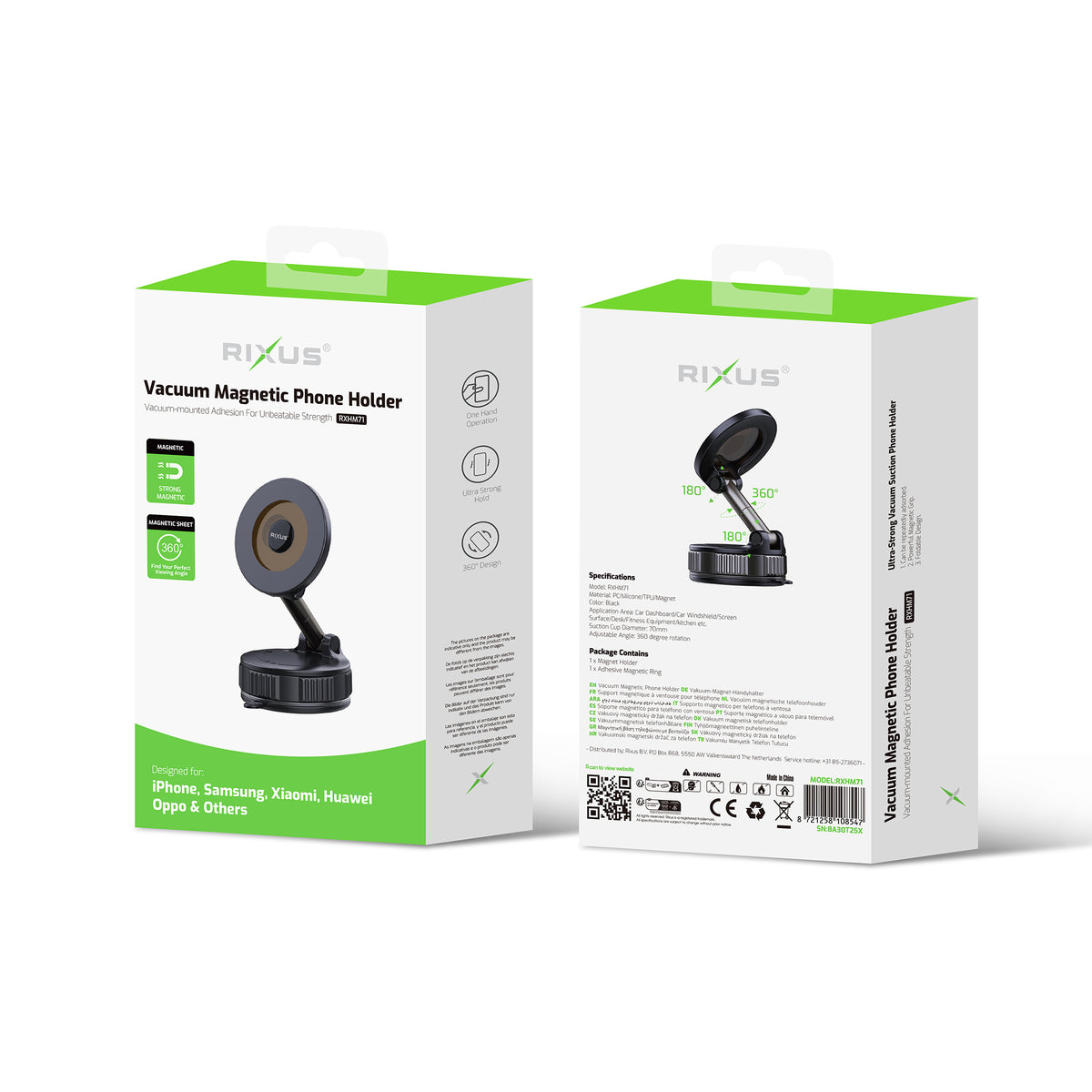 Rixus RXHM71 Vacuum Magnetic Phone Holder Black