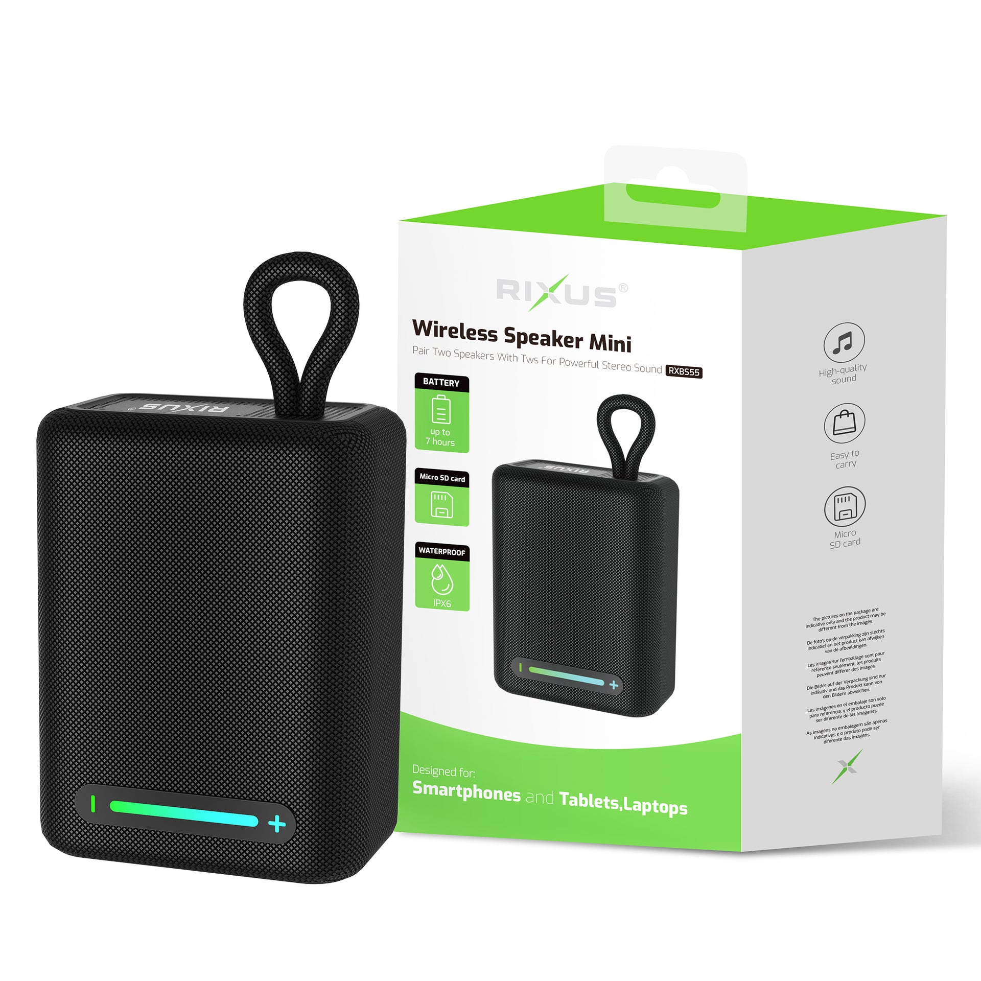Rixus RXBS55 Wireless Speaker Mini Black