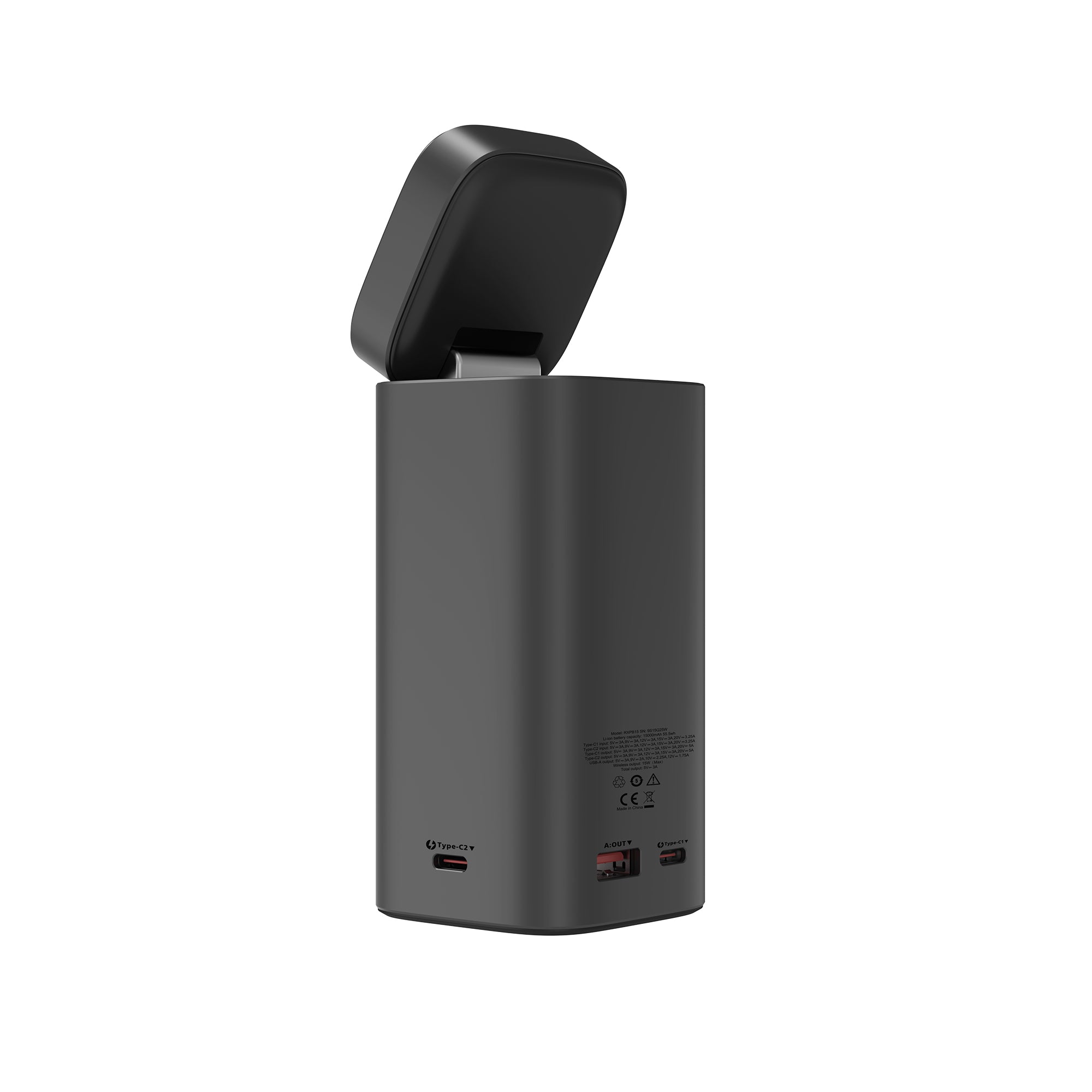 Rixus RXPB15 Magnetic Powerbank With TFT Screen 15000mAh 100W Dark grey