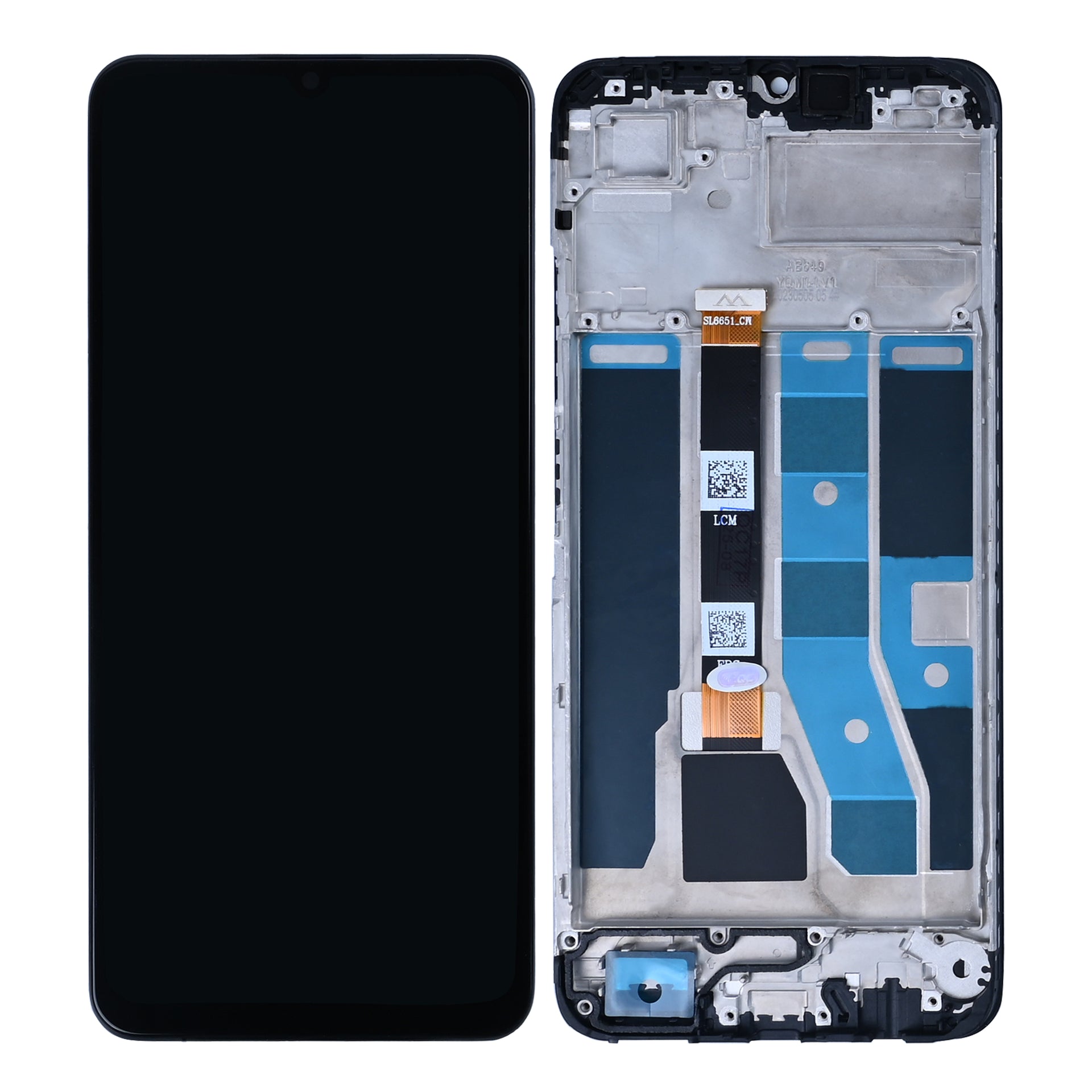 Realme C53 Display And Digitizer With Frame Mighty Black OEM