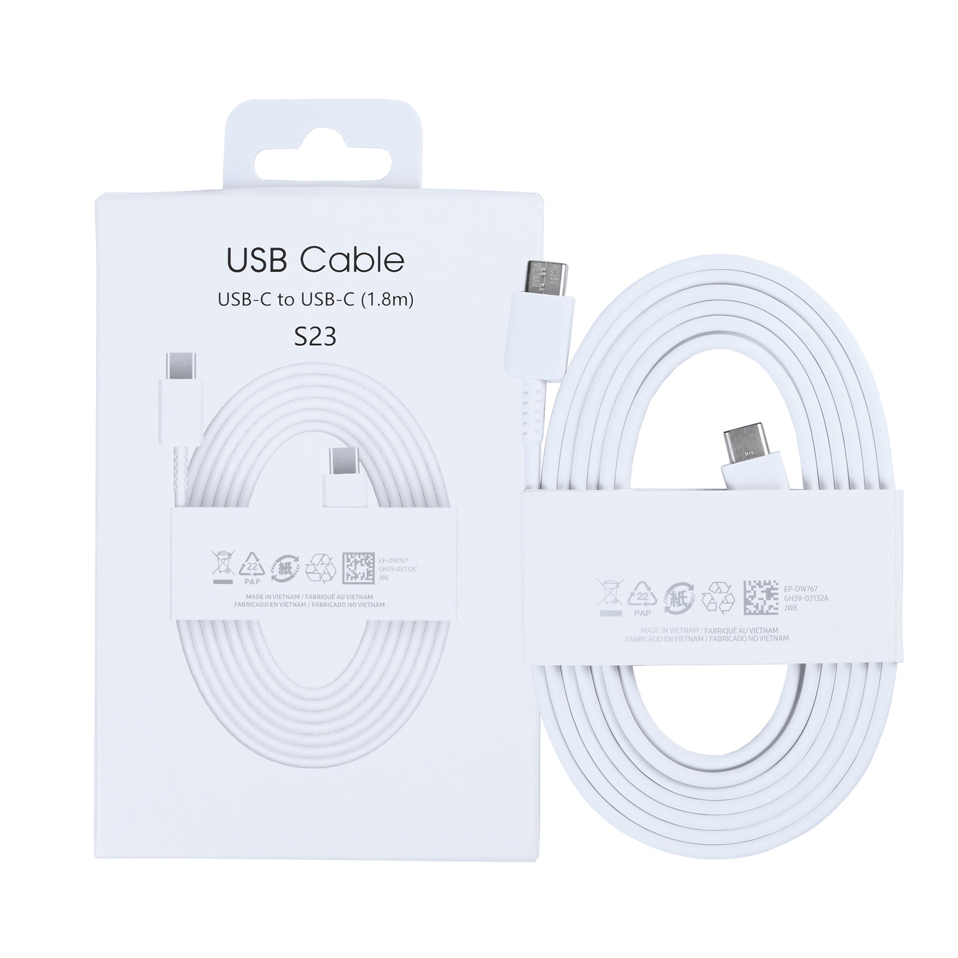Data Cable USB-C To USB-C 180cm White Retail Box