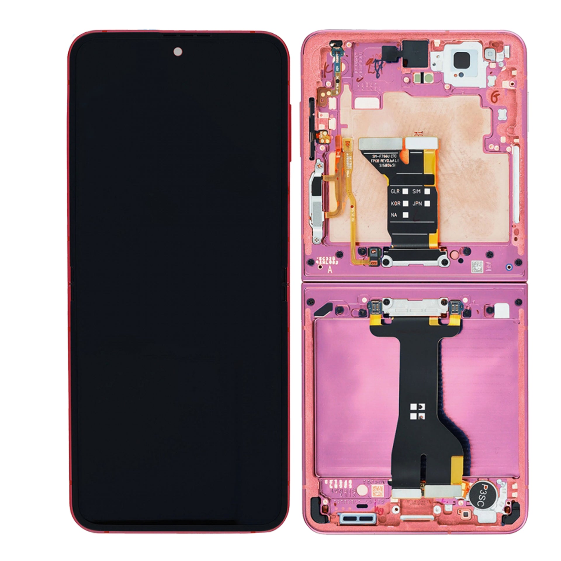 Samsung Galaxy Z Flip7 F766B Main Display And Digitizer With Frame Coral Red Service Pack