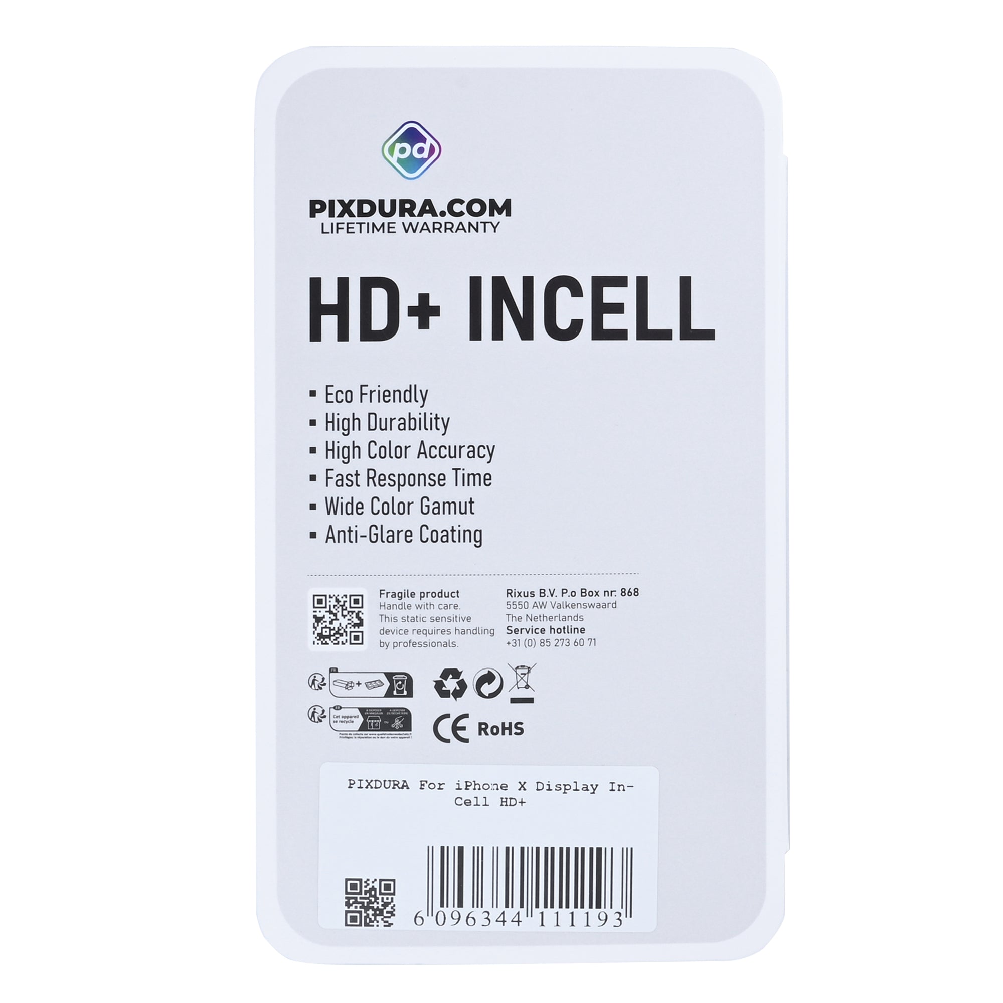 PIXDURA For Apple iPhone X Display And Digitizer In-Cell HD+ (60Hz)