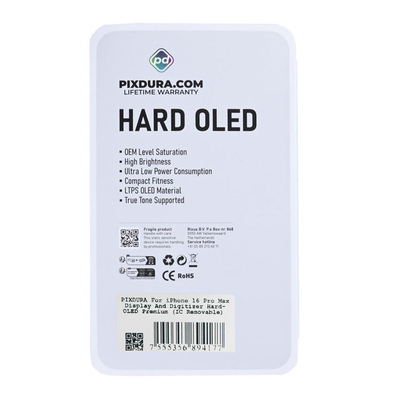 PIXDURA For iPhone 16 Pro Max Display And Digitizer Hard-OLED Premium (IC Removable) 