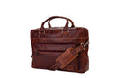 BLUCACTUS OB1008CB Leather Office Bag Brown