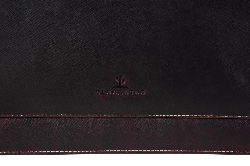 BLUCACTUS OF1001BR Leather Laptop Folder 14 inch Matte Brown