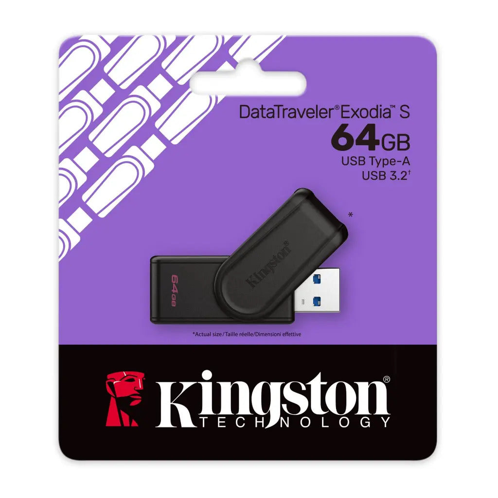 Kingston 64GB DataTraveler Exodia S USB-A 3.2 Flash Drive Black