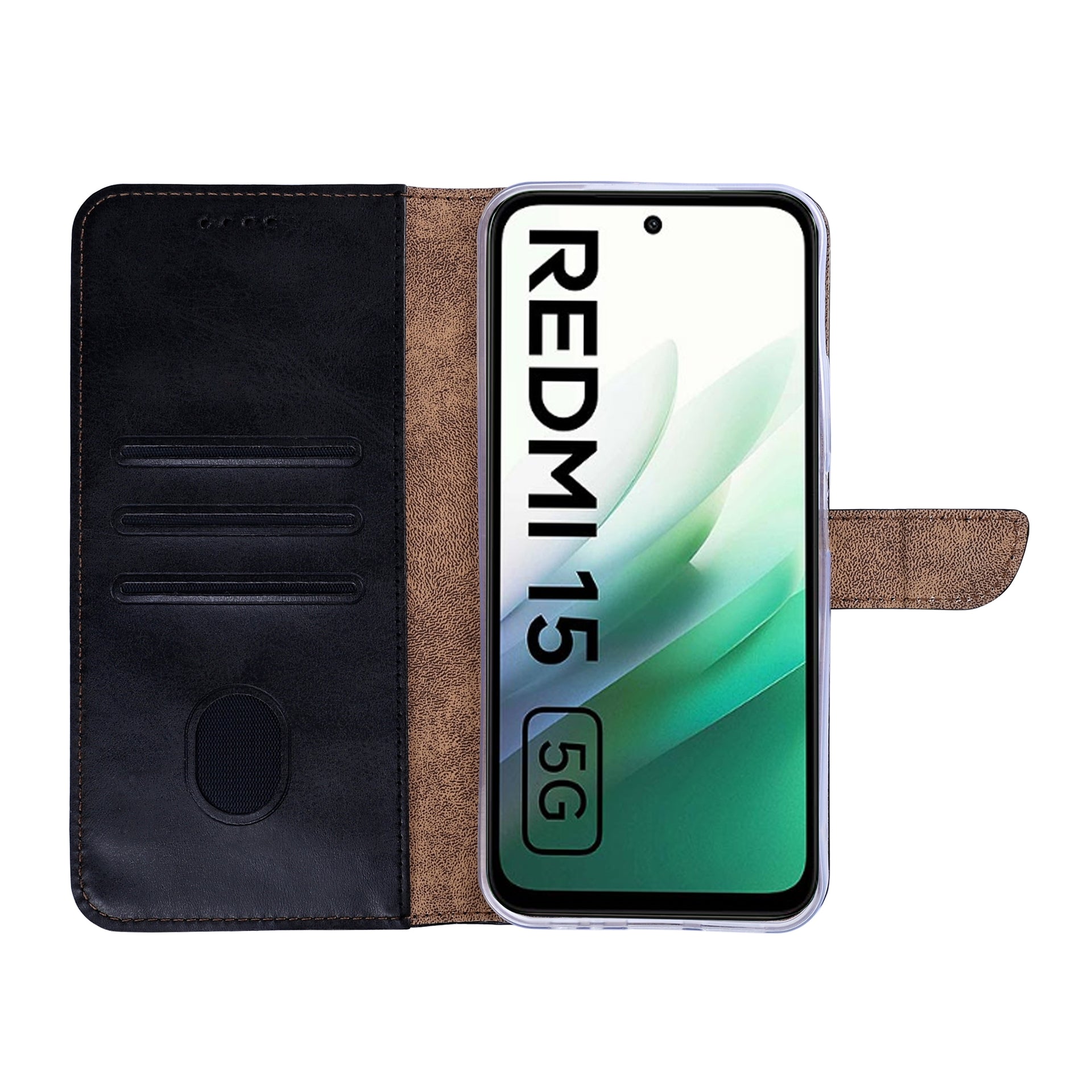 Rixus Bookcase For Xiaomi Redmi 15 Black