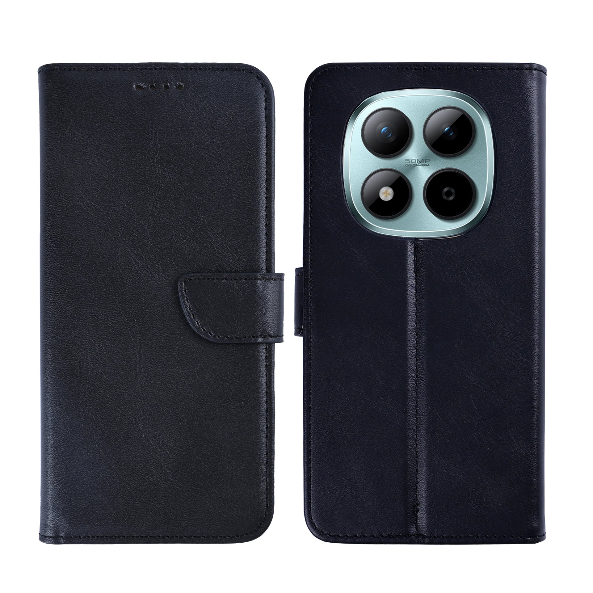 Rixus Bookcase For Xiaomi Redmi Note 15 Pro Plus Black