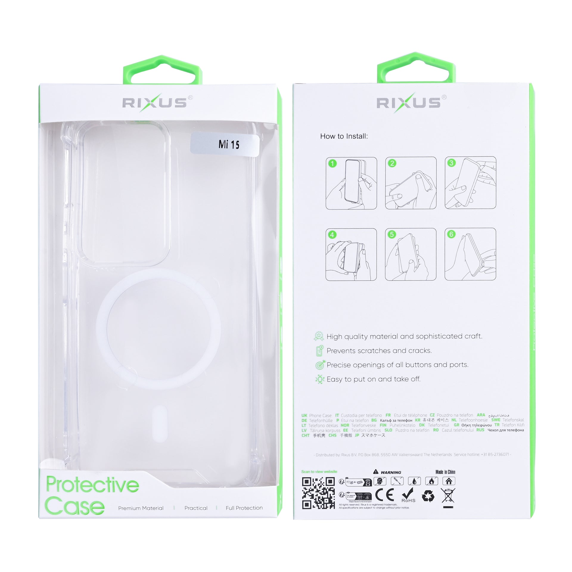 Rixus Anti-Burst Case With MagSafe Compatible For Xiaomi Redmi 15 Transparent