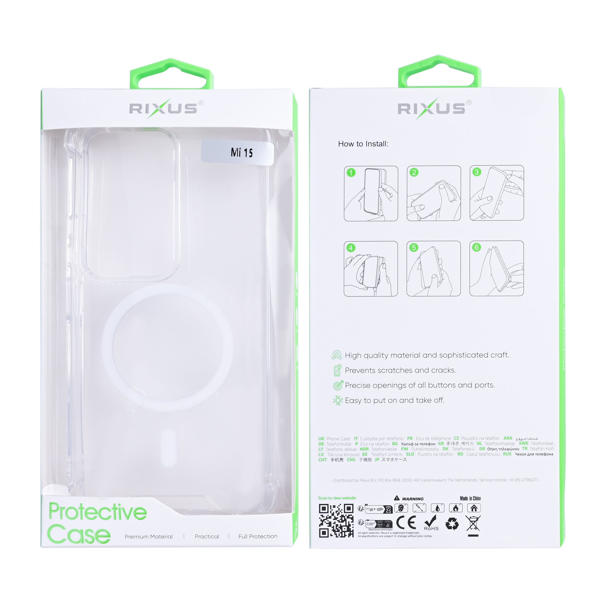 Rixus Anti-Burst Case With MagSafe Compatible For Xiaomi Redmi 15 Transparent