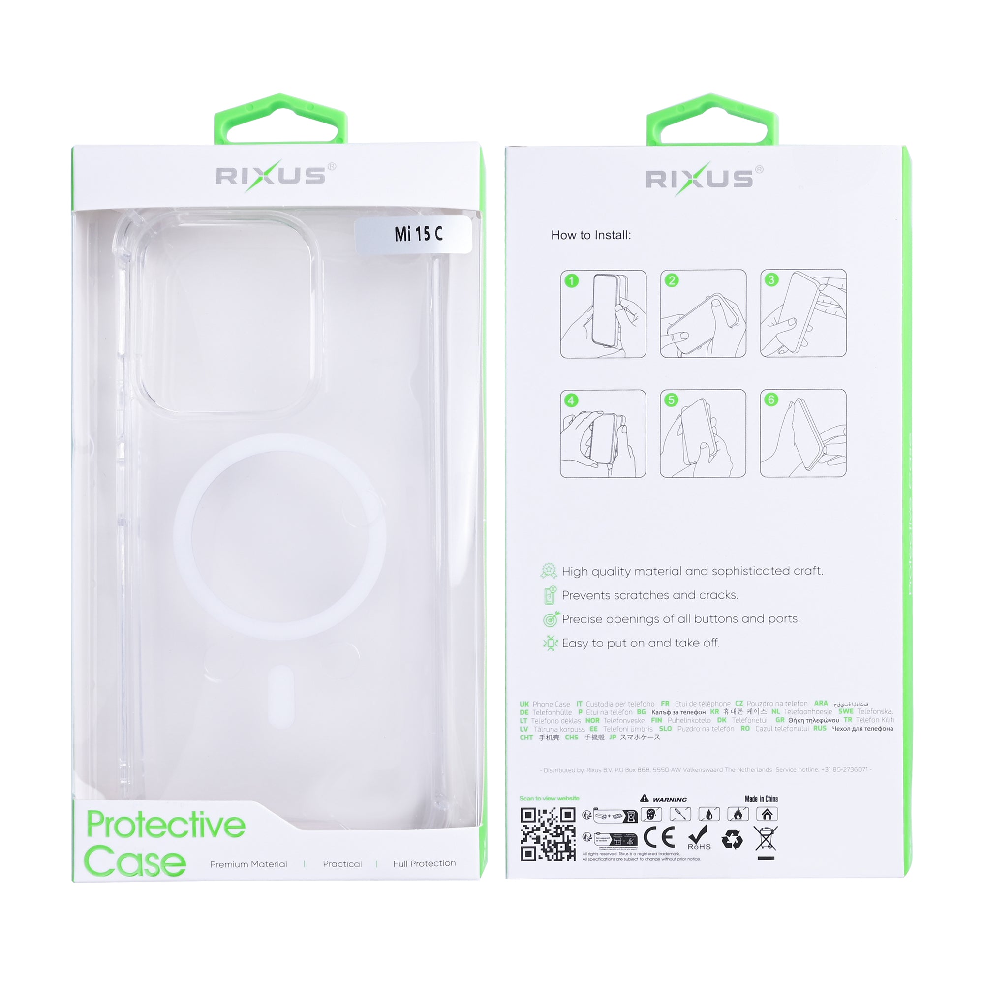 Rixus Anti-Burst Case With MagSafe Compatible For Xiaomi Redmi 15C Transparent