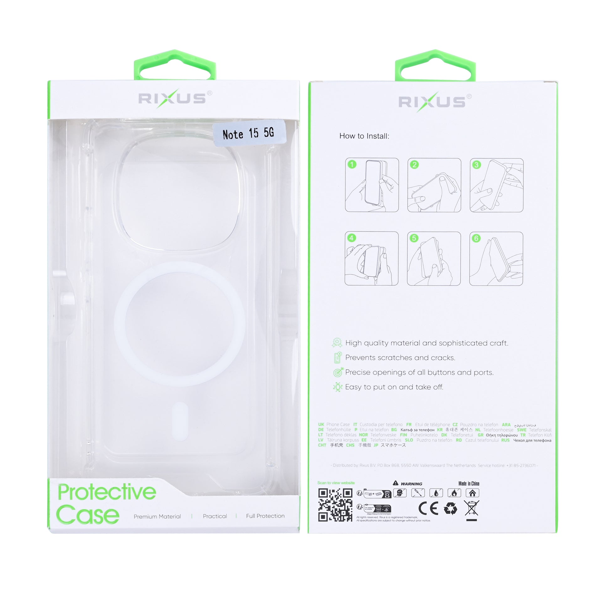 Rixus Anti-Burst Case With MagSafe Compatible For Xiaomi Redmi Note 15 Transparent