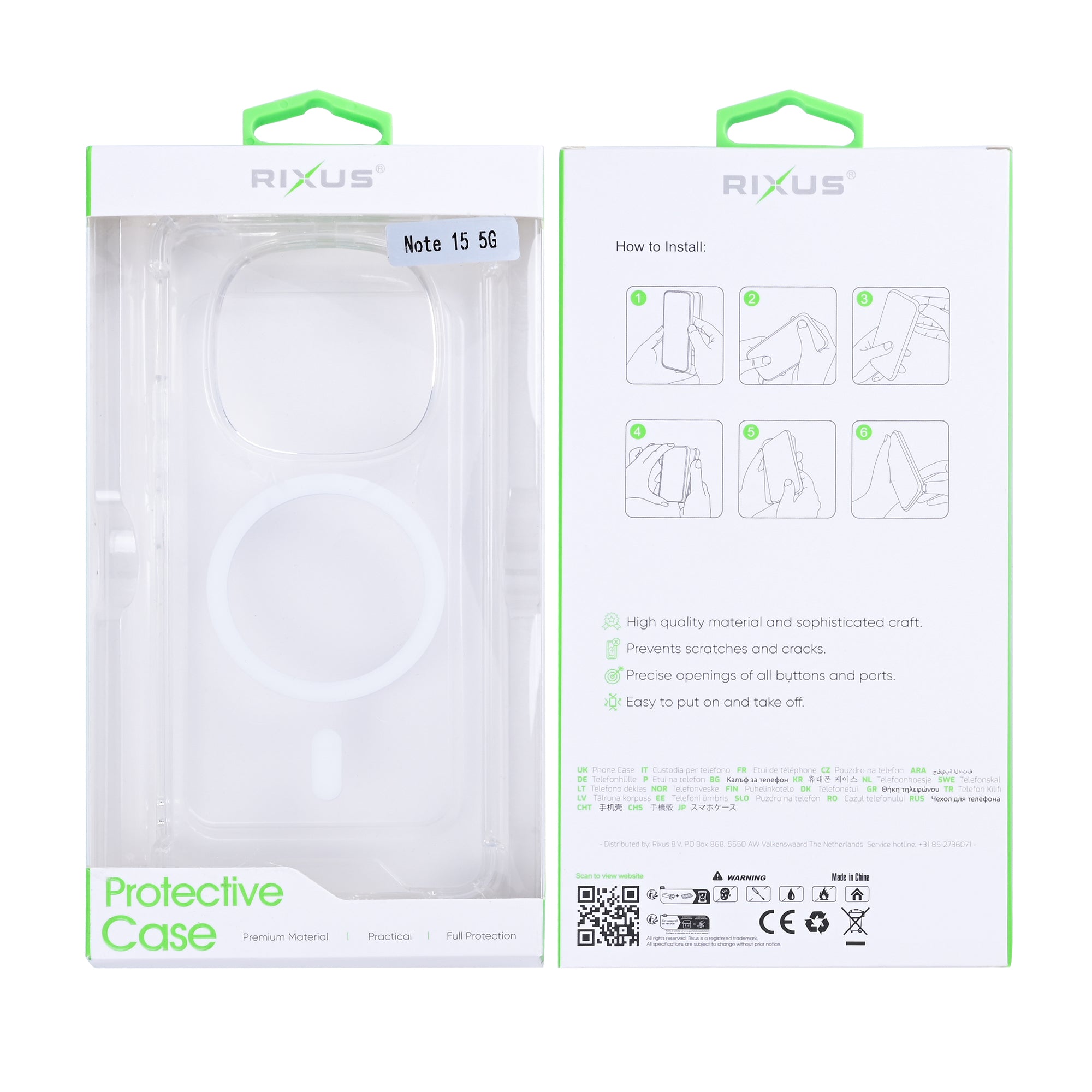 Rixus Anti-Burst Case With MagSafe Compatible For Xiaomi Redmi Note 15 Transparent