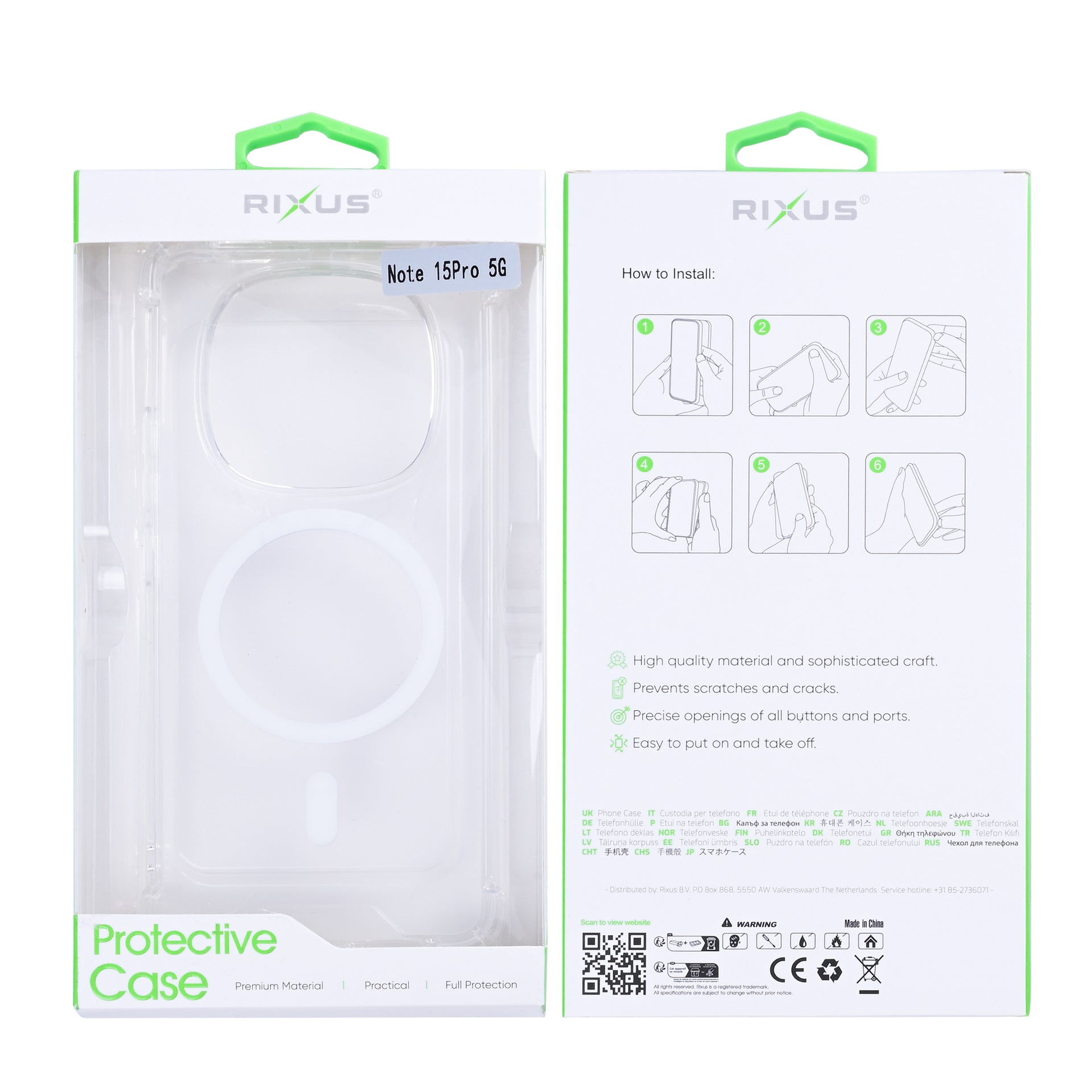 Rixus Anti-Burst Case With MagSafe Compatible For Xiaomi Redmi Note 15 Pro 5G Transparent