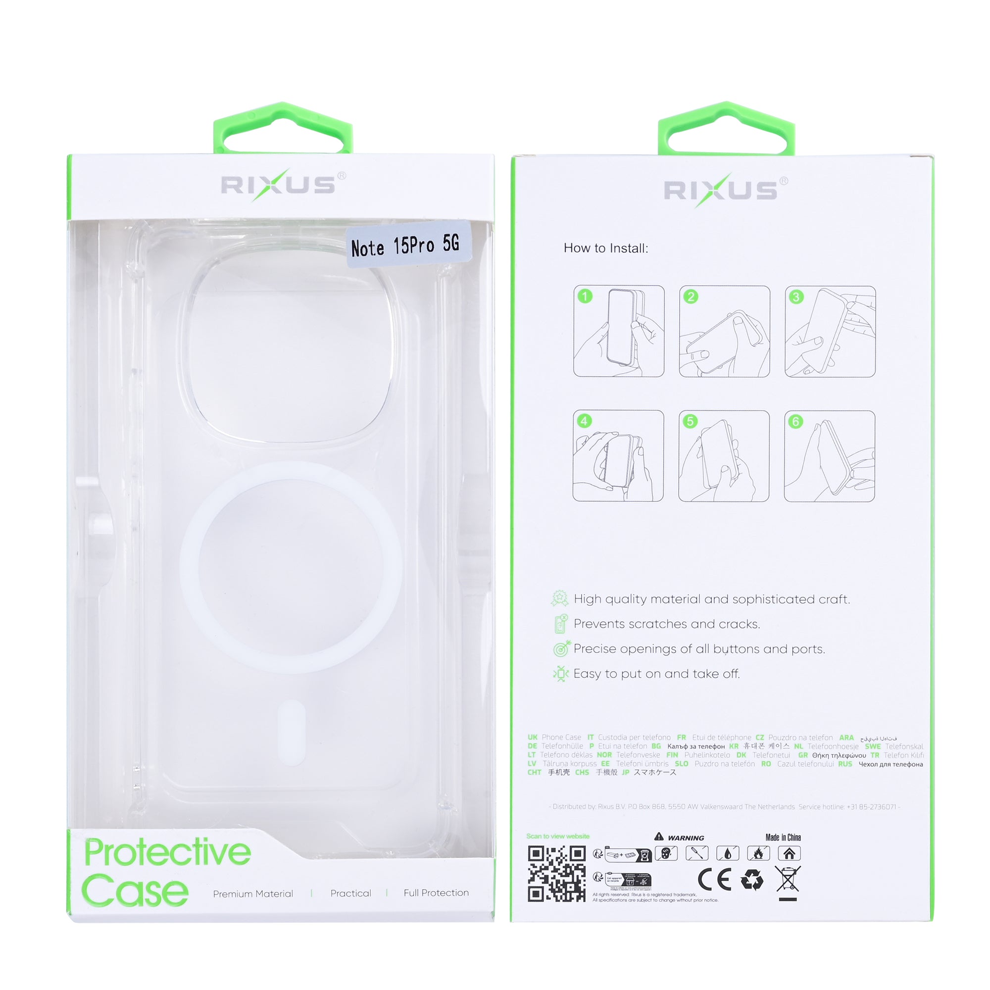 Rixus Anti-Burst Case With MagSafe Compatible For Xiaomi Redmi Note 15 Pro 5G Transparent