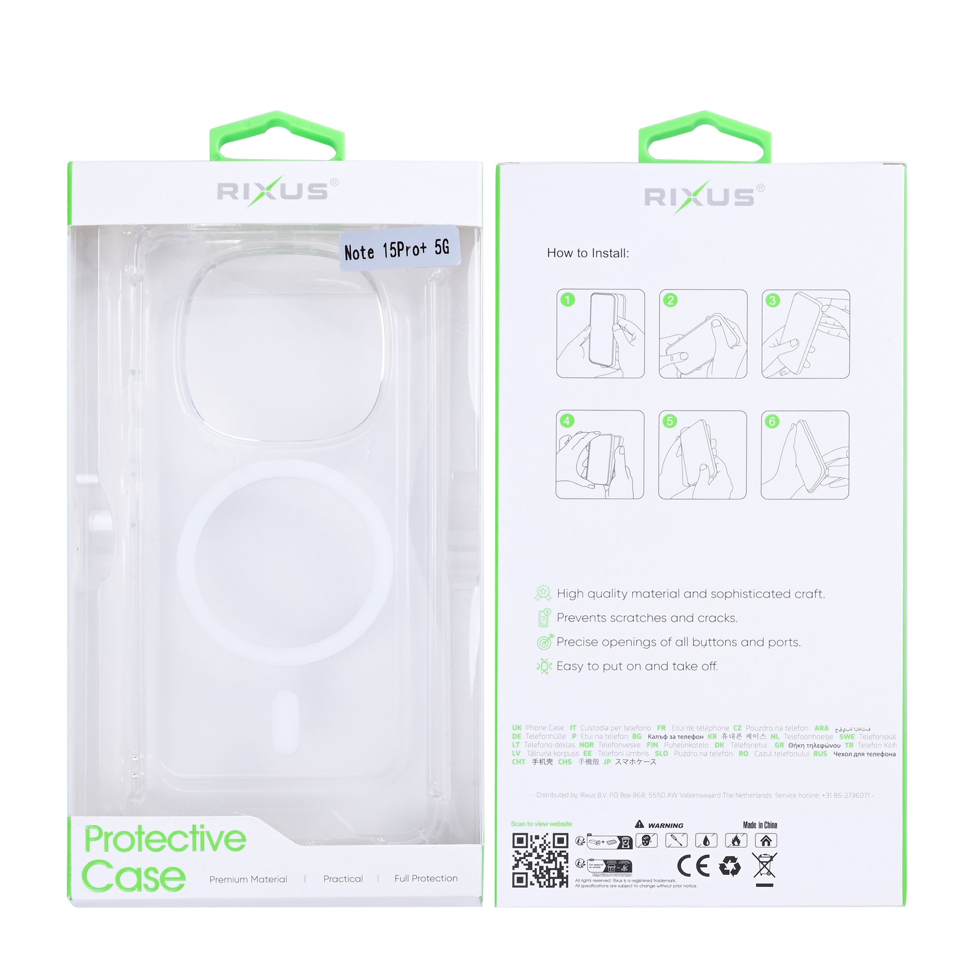 Rixus Anti-Burst Case With MagSafe Compatible For Xiaomi Redmi Note 15 Pro Plus Transparent