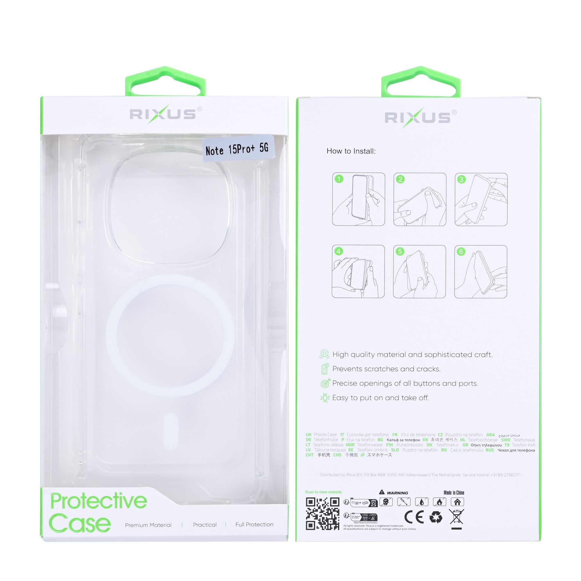 Rixus Anti-Burst Case With MagSafe Compatible For Xiaomi Redmi Note 15 Pro Plus Transparent