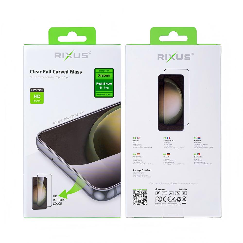 Rixus Clear HD Full Curved Edge Tempered Glass For Xiaomi Redmi Note 15 Pro 5G