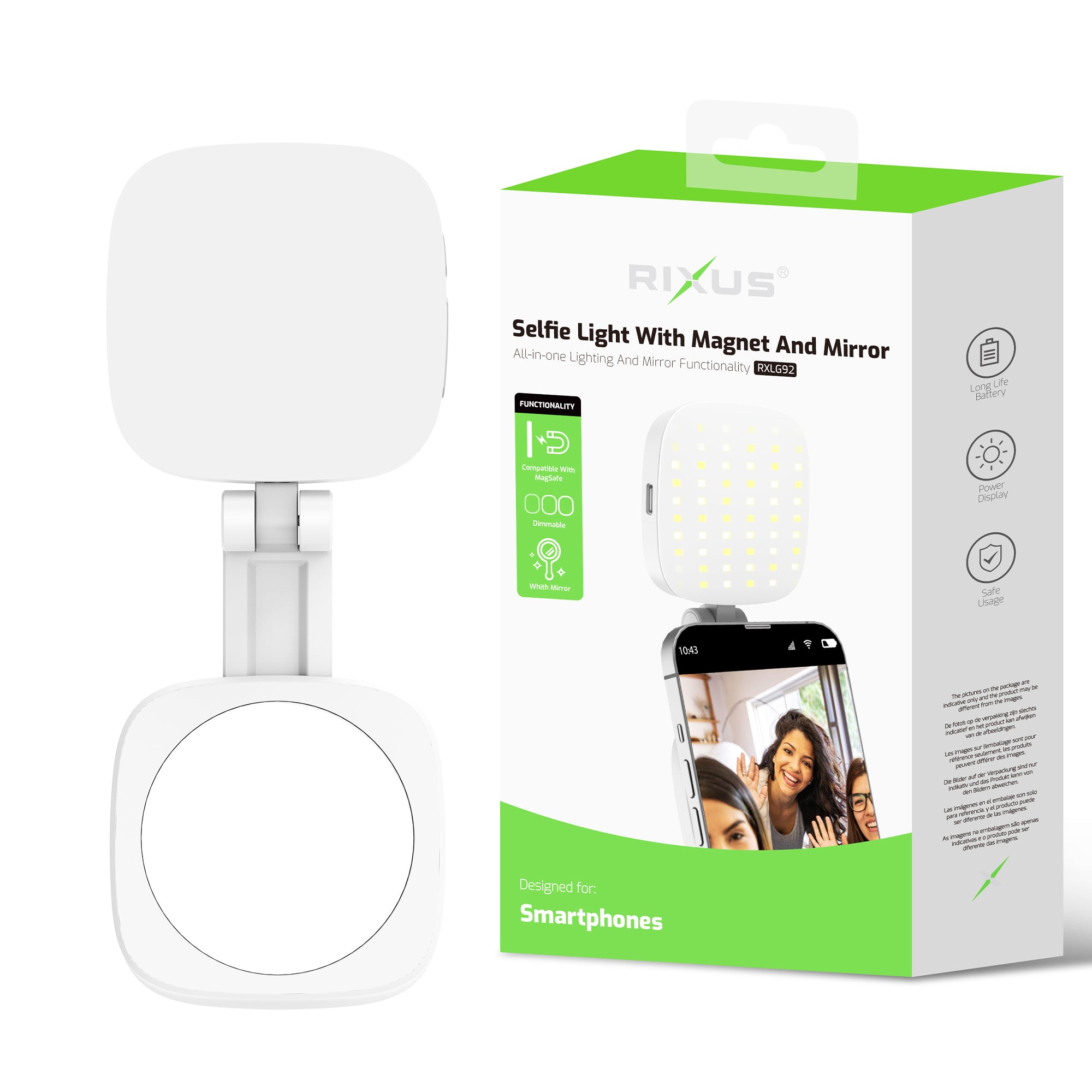 Rixus RXLG92 Magnet Selfie Light With Mirror